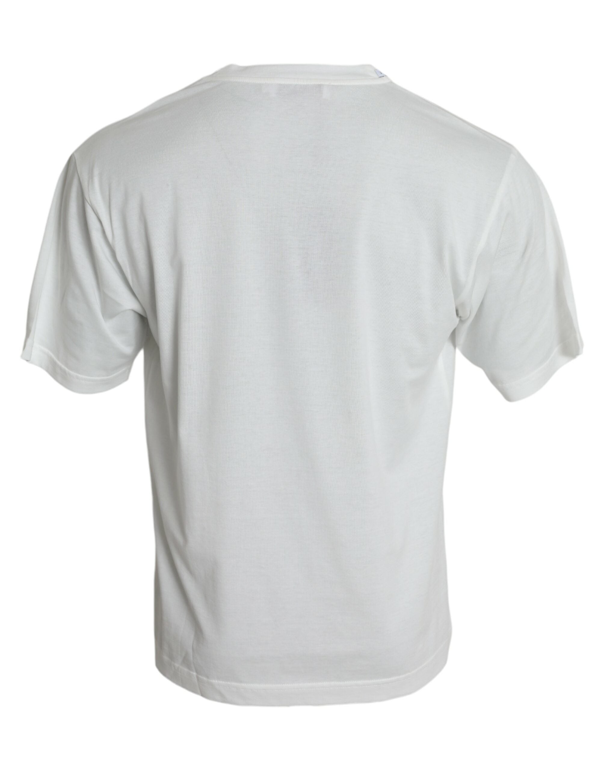 Dolce & Gabbana White Graphic Print Cotton Crew Neck T-shirt - DEA STILOSA MILANO