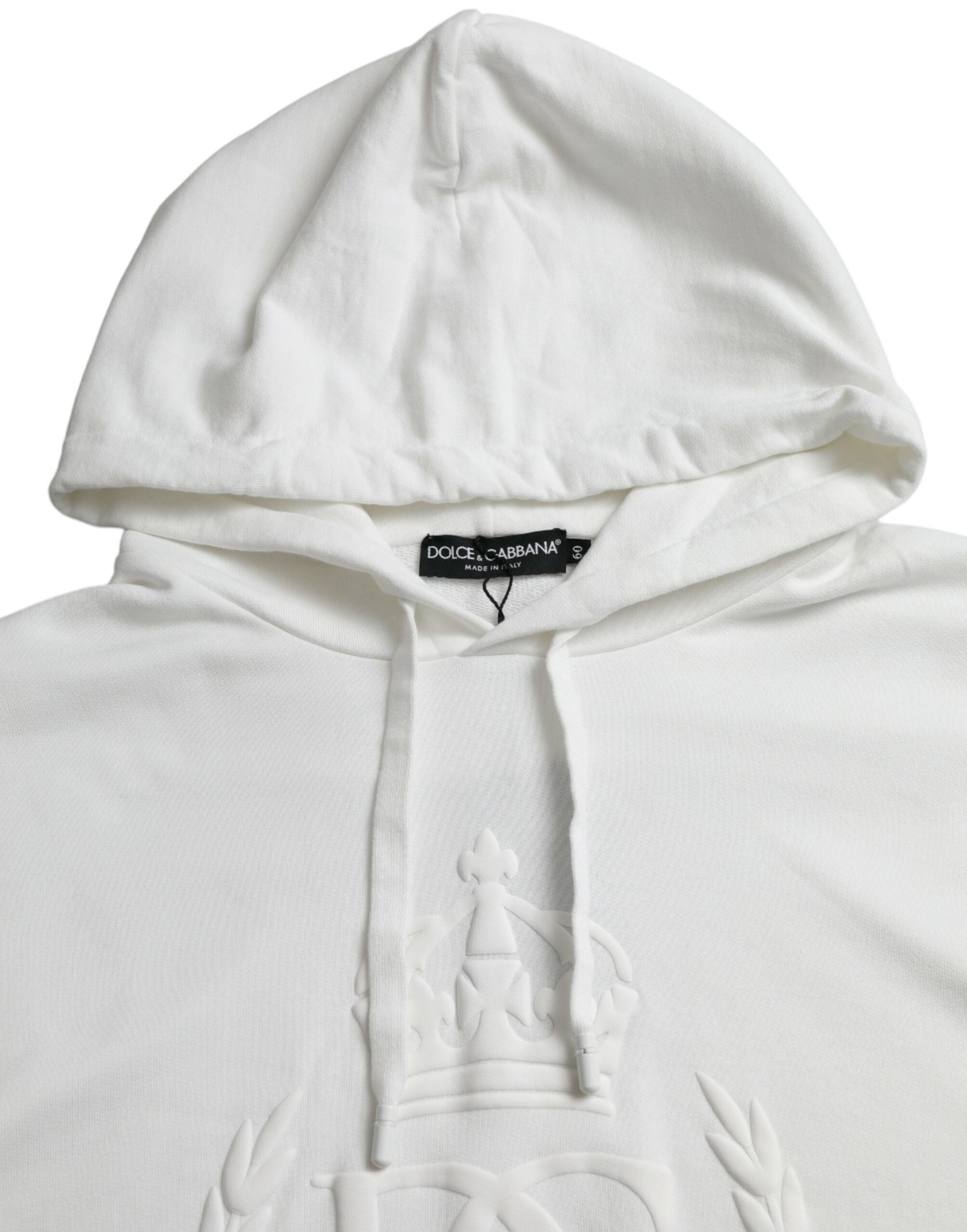 Dolce & Gabbana White Cotton Hooded Sweatshirt Pullover Sweater - DEA STILOSA MILANO