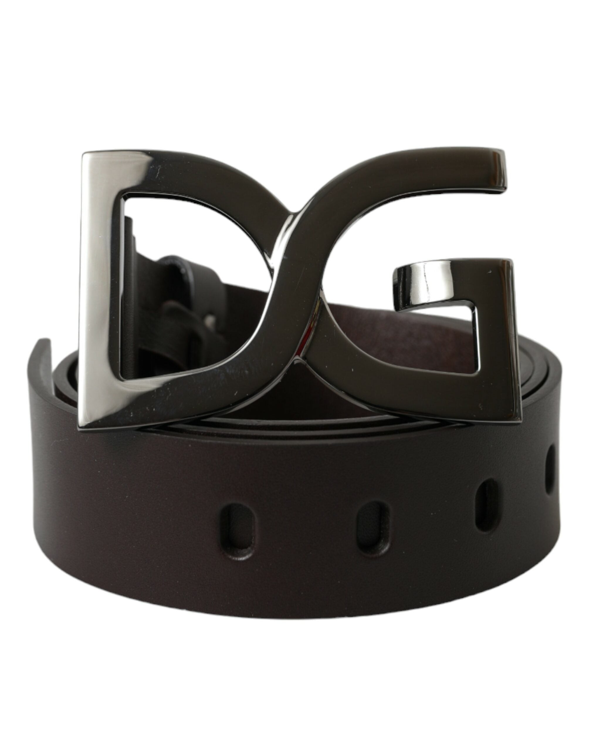 Dolce & Gabbana Dark Brown Leather DG Metal Buckle Belt - DEA STILOSA MILANO