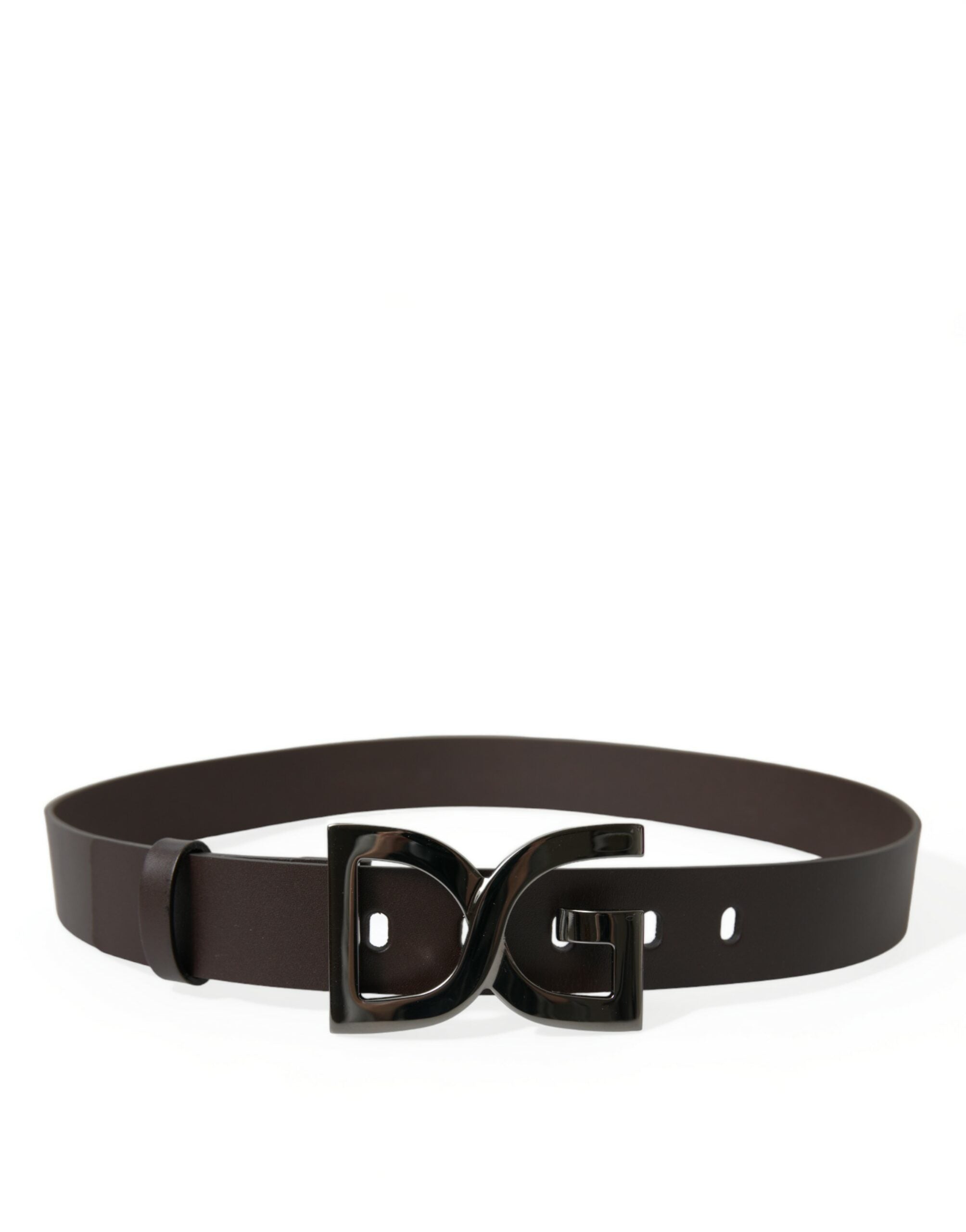 Dolce & Gabbana Dark Brown Leather DG Metal Buckle Belt - DEA STILOSA MILANO