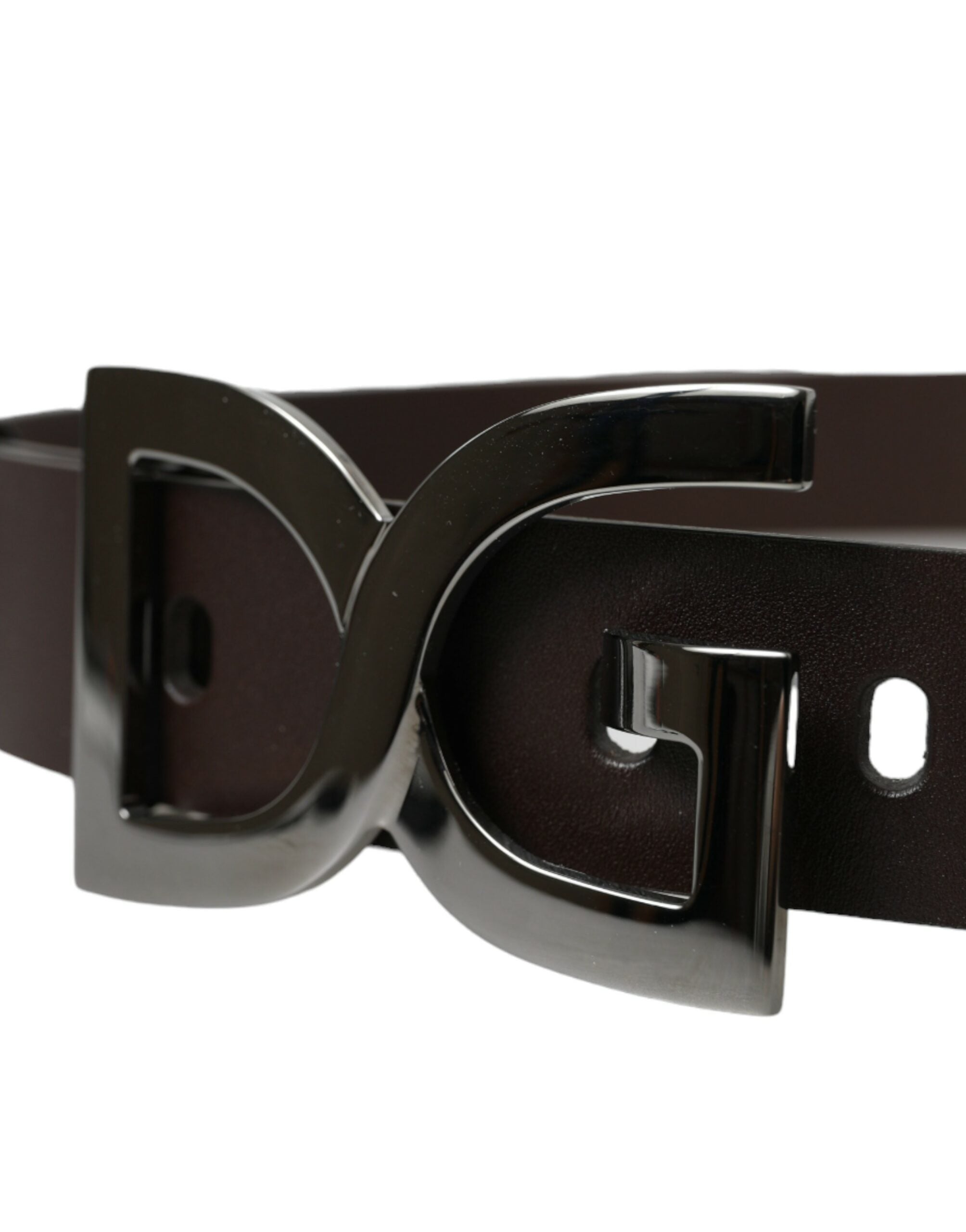 Dolce & Gabbana Dark Brown Leather DG Metal Buckle Belt - DEA STILOSA MILANO