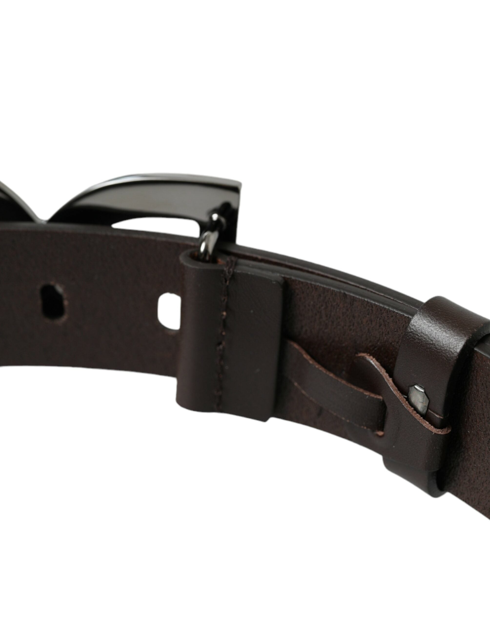Dolce & Gabbana Dark Brown Leather DG Metal Buckle Belt - DEA STILOSA MILANO