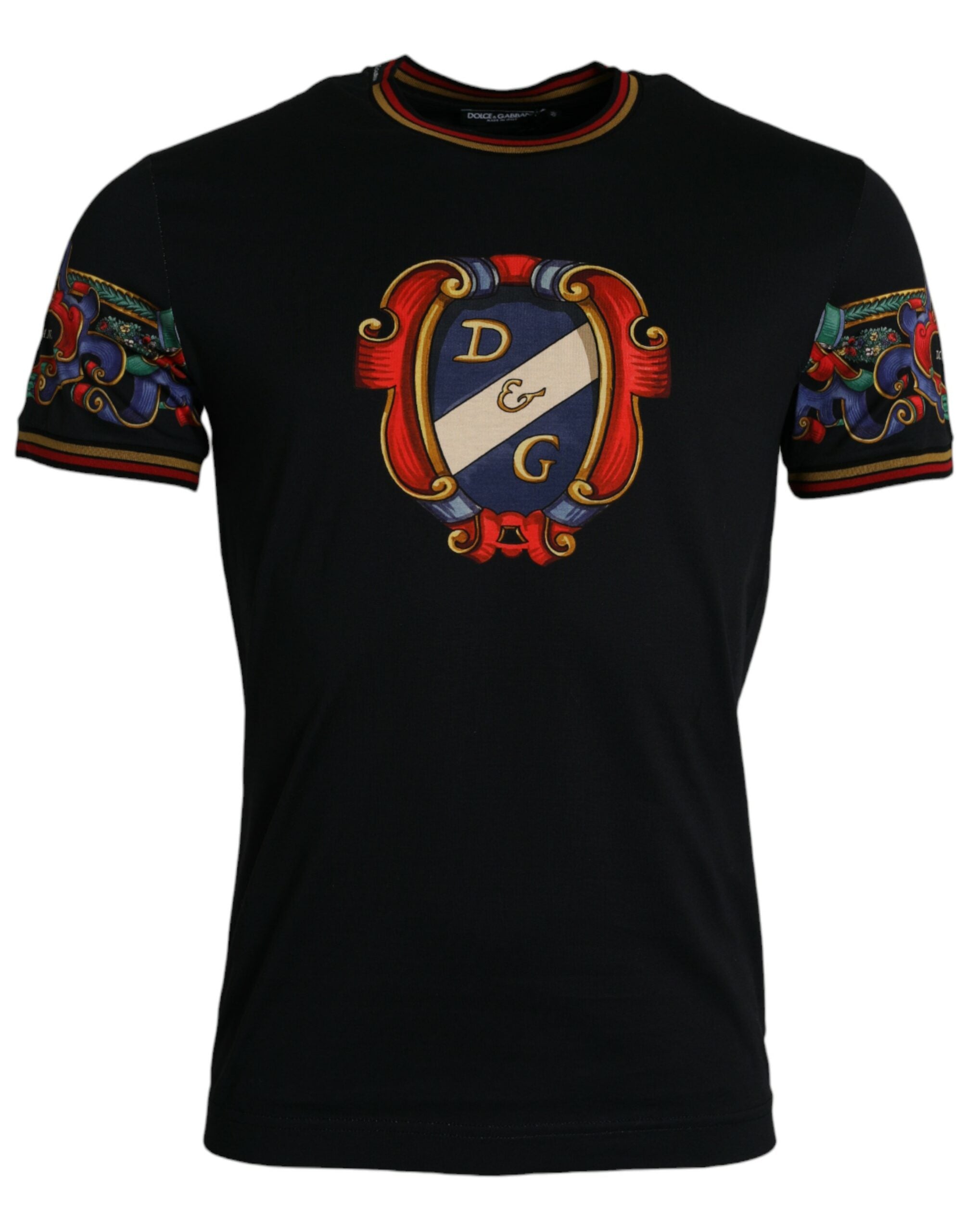 Dolce & Gabbana Black Logo Print Cotton Crew Neck T-shirt - DEA STILOSA MILANO