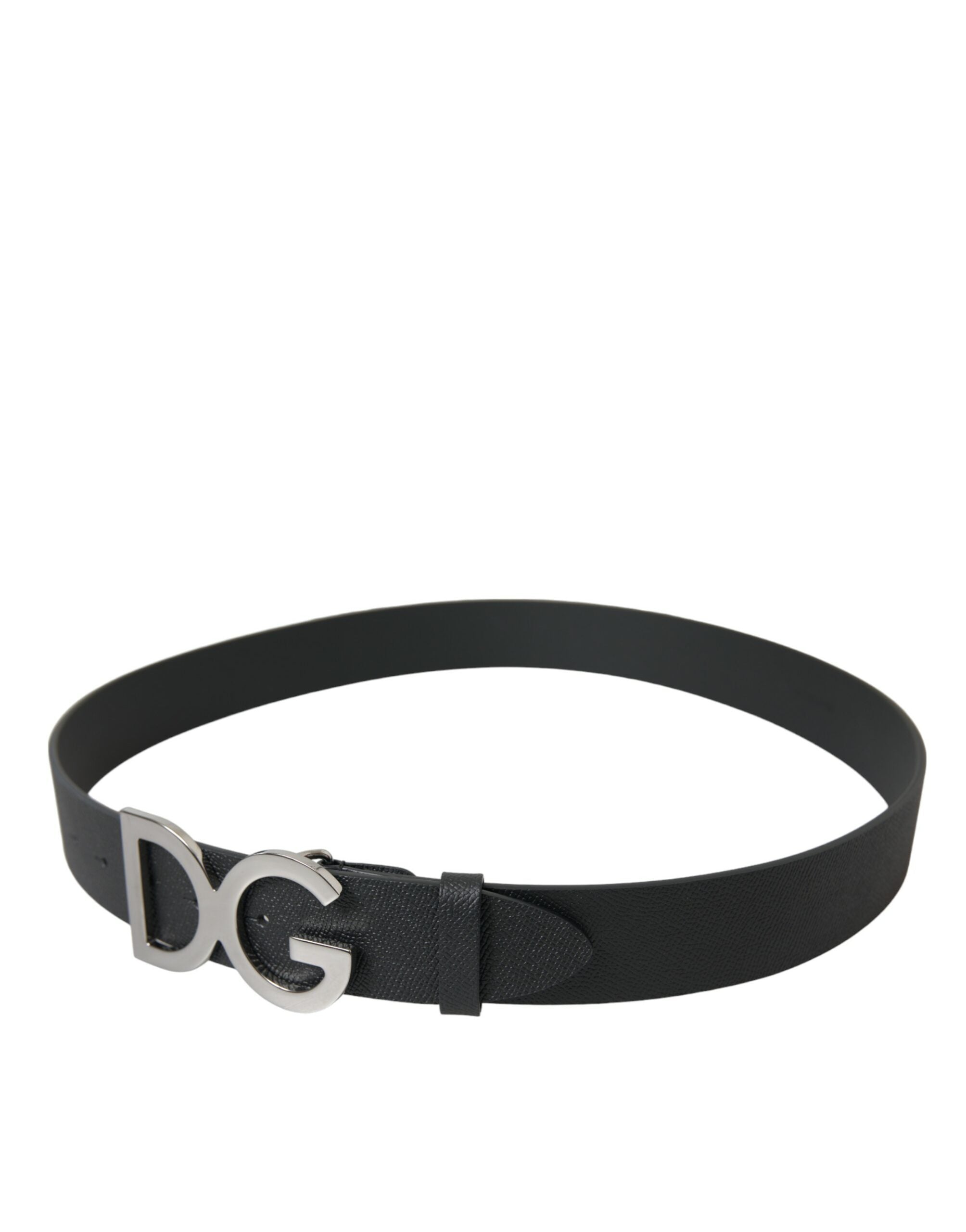 Dolce & Gabbana Black Leather Silver Logo Metal Buckle Belt - DEA STILOSA MILANO