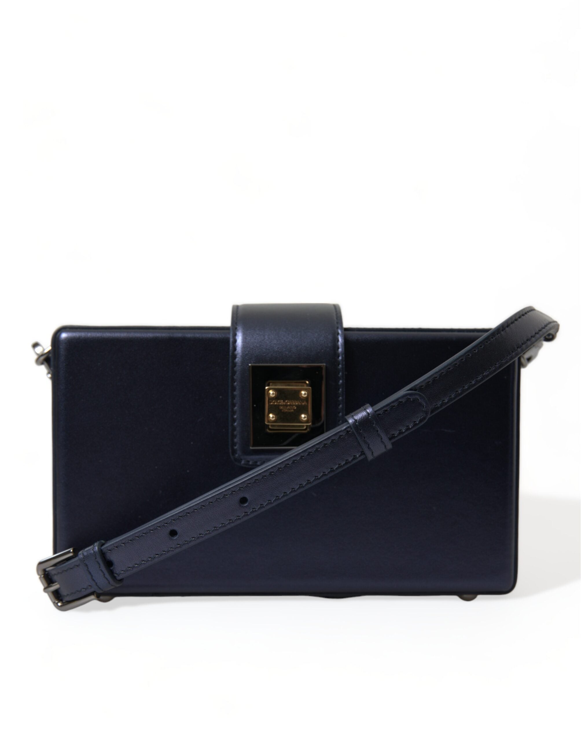 Dolce & Gabbana Elegant Dark Blue Lambskin Leather Box Bag - DEA STILOSA MILANO