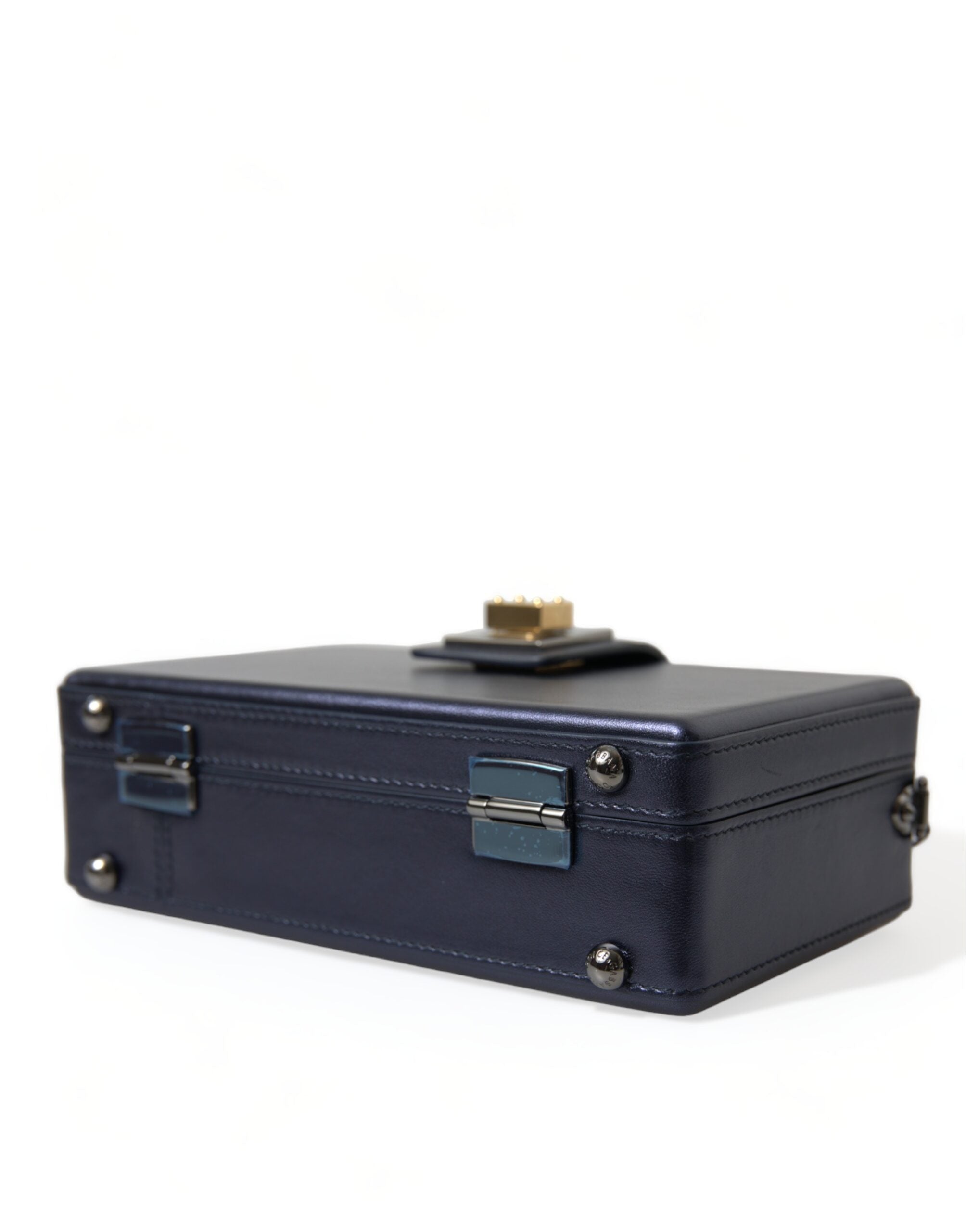 Dolce & Gabbana Elegant Dark Blue Lambskin Leather Box Bag - DEA STILOSA MILANO