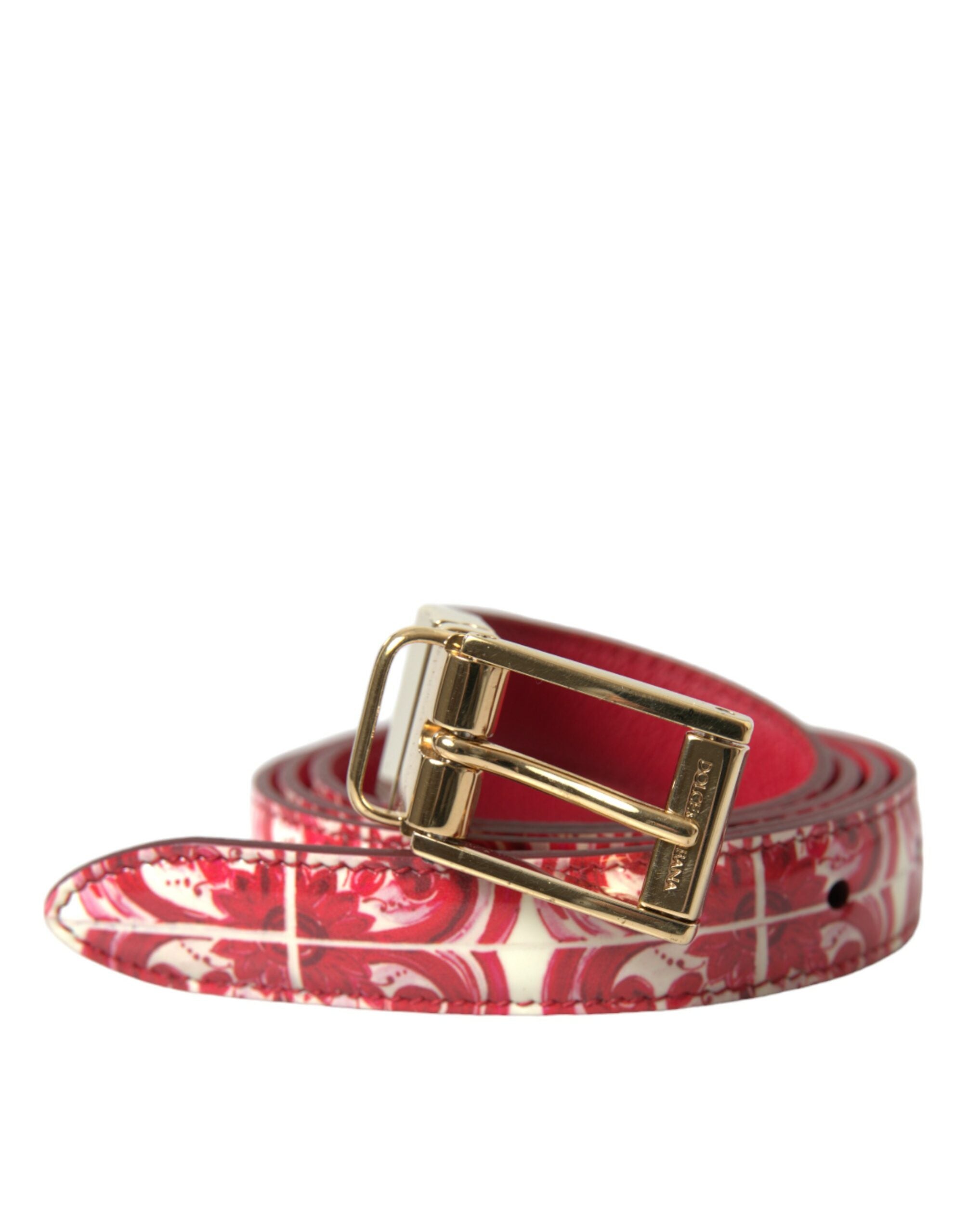 Dolce & Gabbana Red Sicily Leather Gold Metal Buckle Belt - DEA STILOSA MILANO