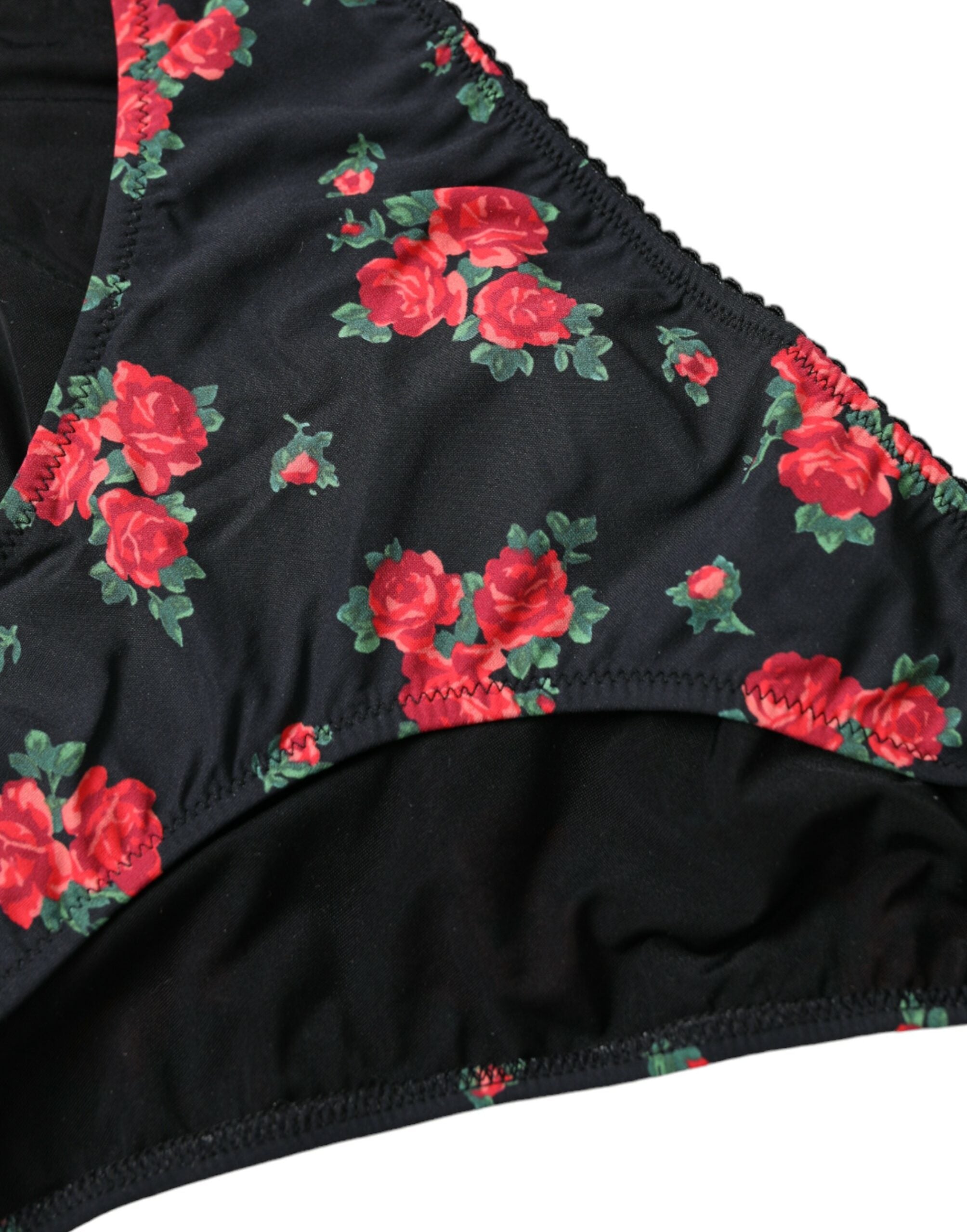 Dolce & Gabbana Black Red Roses Two Piece Swimwear Bikini - DEA STILOSA MILANO