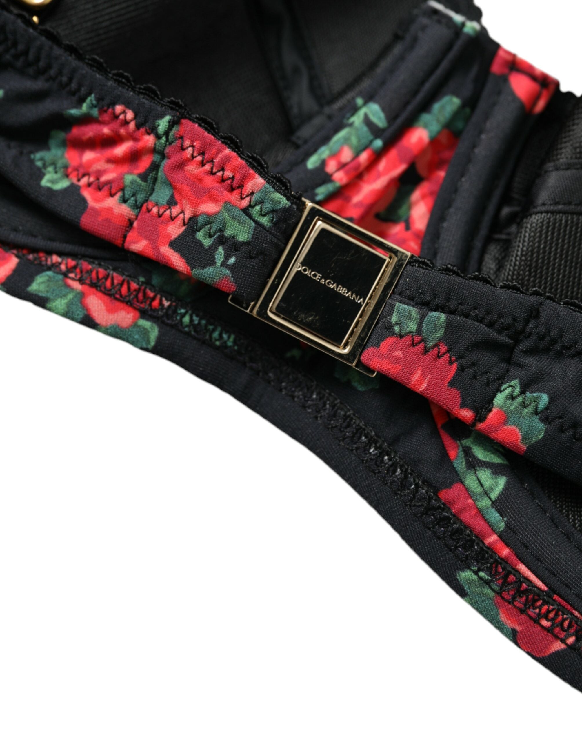 Dolce & Gabbana Black Red Roses Two Piece Swimwear Bikini - DEA STILOSA MILANO