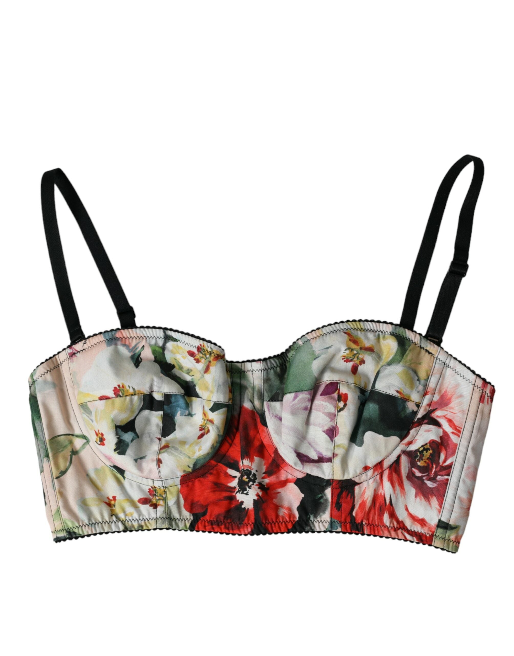 Dolce & Gabbana Multicolor Floral Bustier Crop Top - DEA STILOSA MILANO