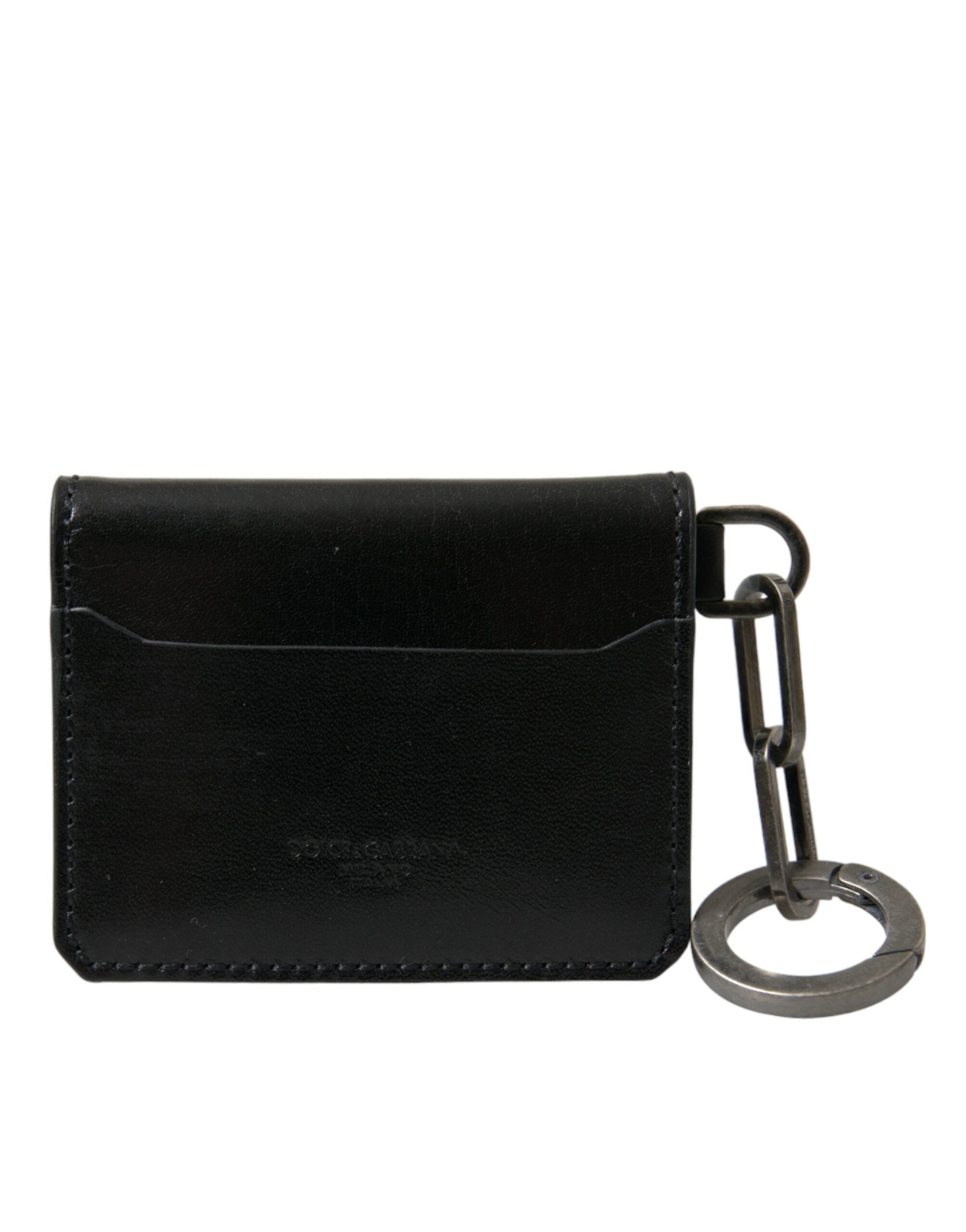 Dolce & Gabbana Black Leather Bifold Logo Card Holder Keyring Wallet - DEA STILOSA MILANO