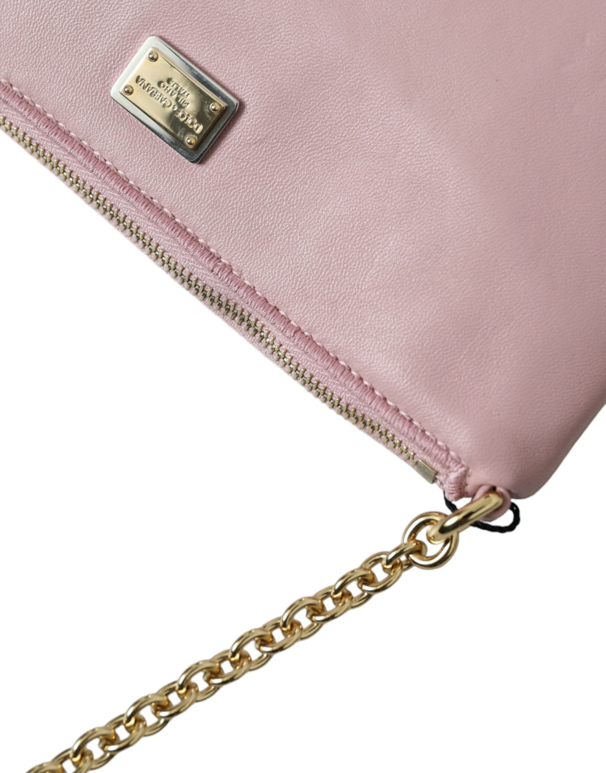 Dolce & Gabbana Pink Floral Embroidered Leather Chain Clutch Bag - DEA STILOSA MILANO