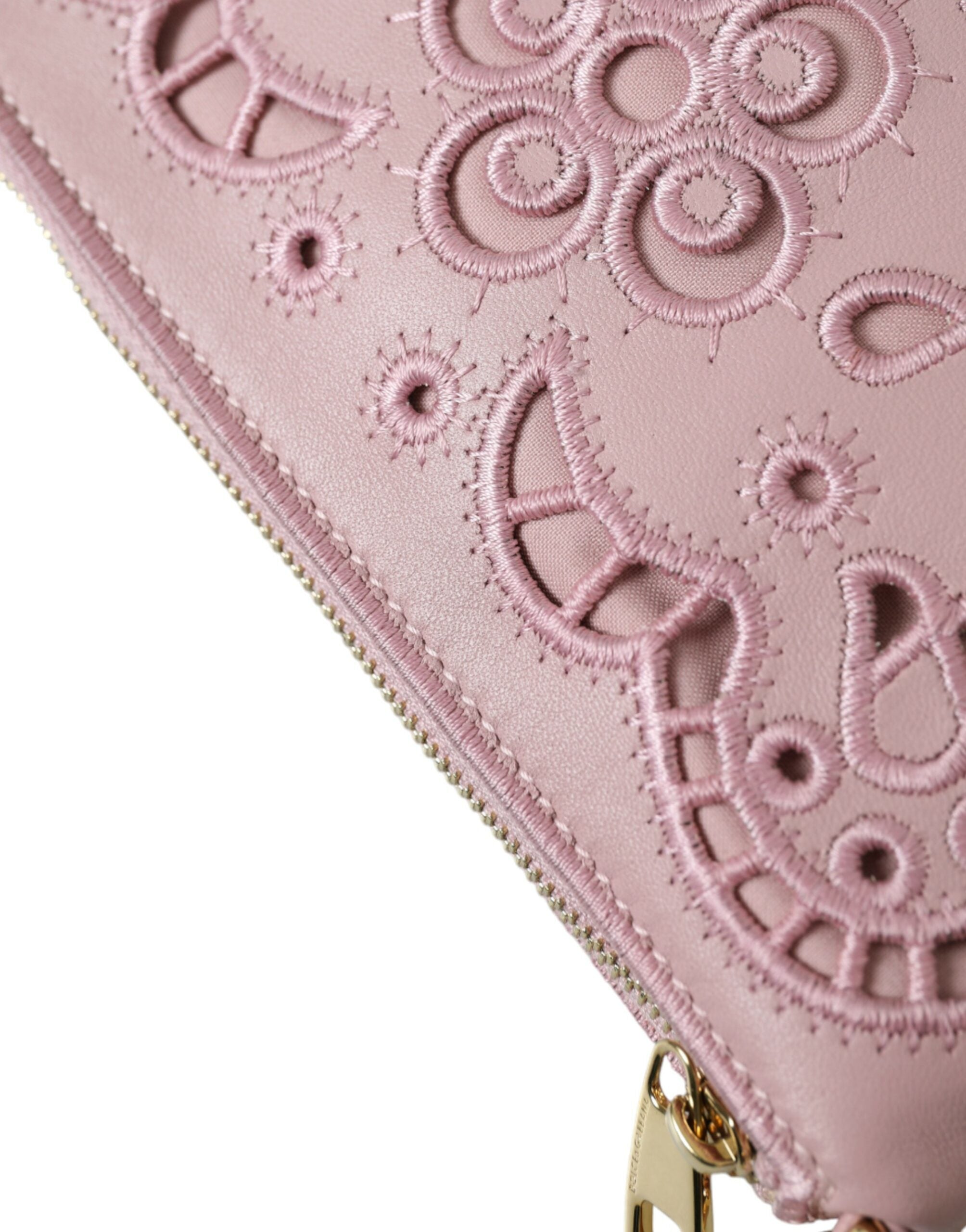 Dolce & Gabbana Pink Floral Embroidered Leather Chain Clutch Bag - DEA STILOSA MILANO