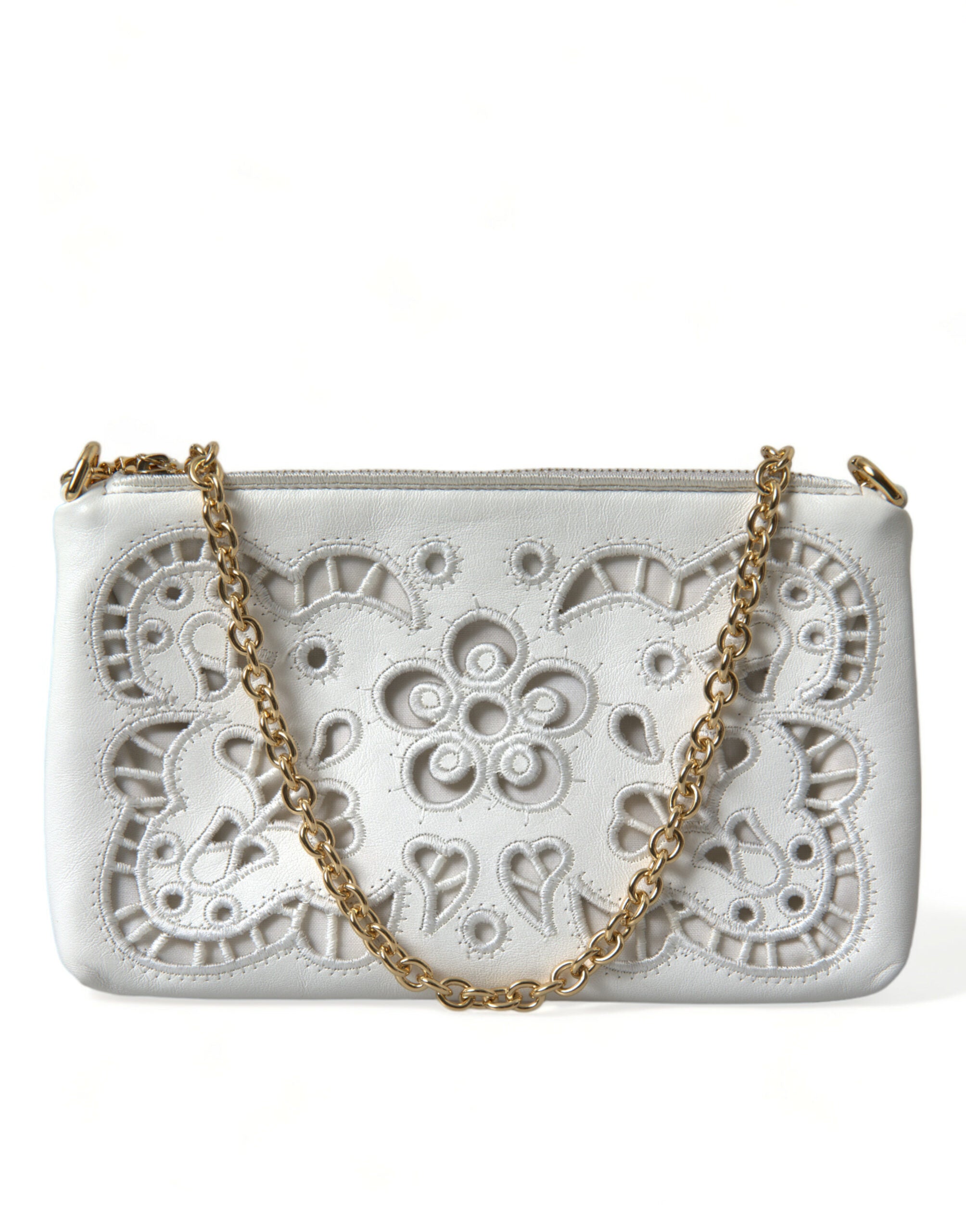 Dolce & Gabbana Embroidered Floral Leather Clutch with Chain Strap - DEA STILOSA MILANO