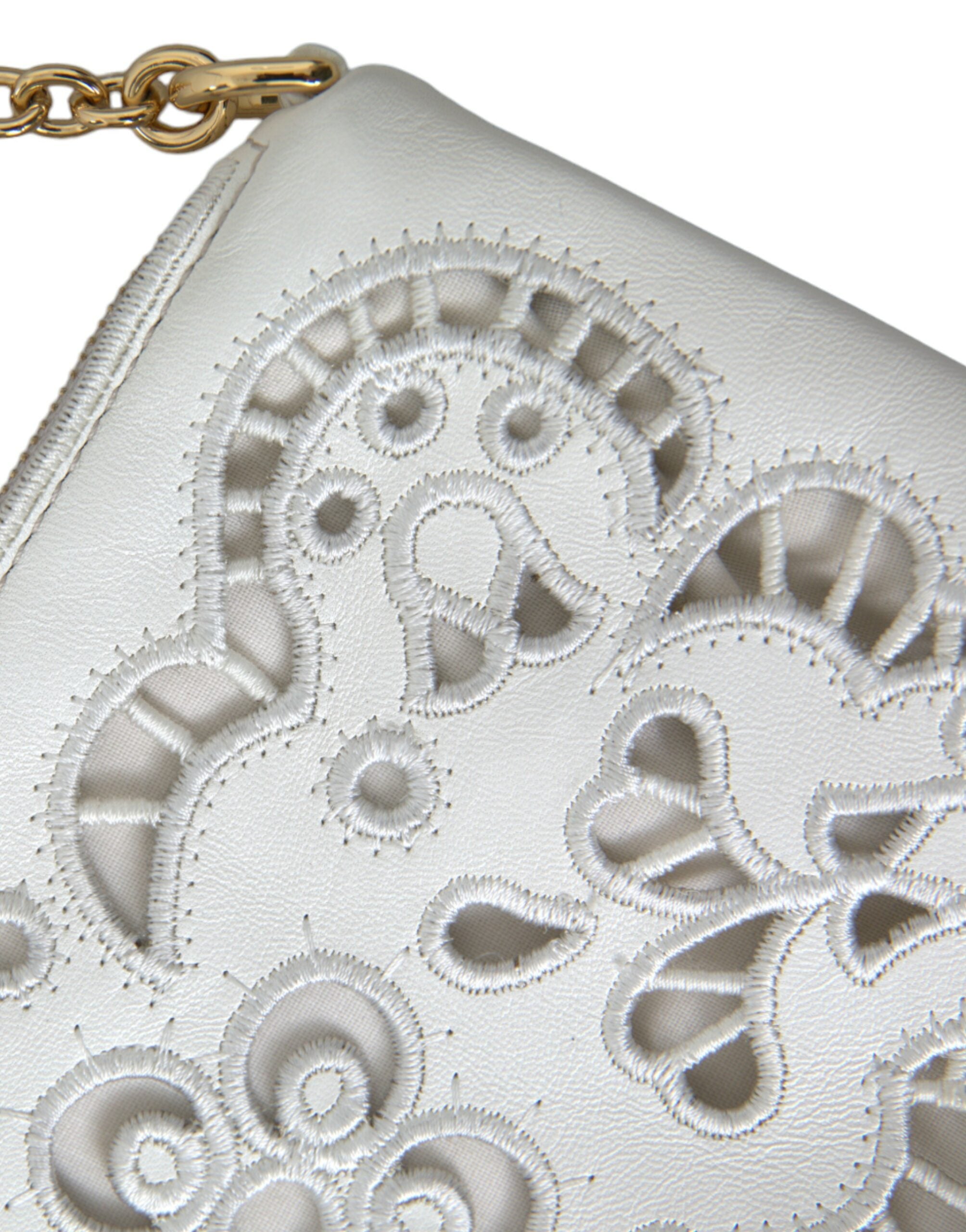 Dolce & Gabbana Embroidered Floral Leather Clutch with Chain Strap - DEA STILOSA MILANO
