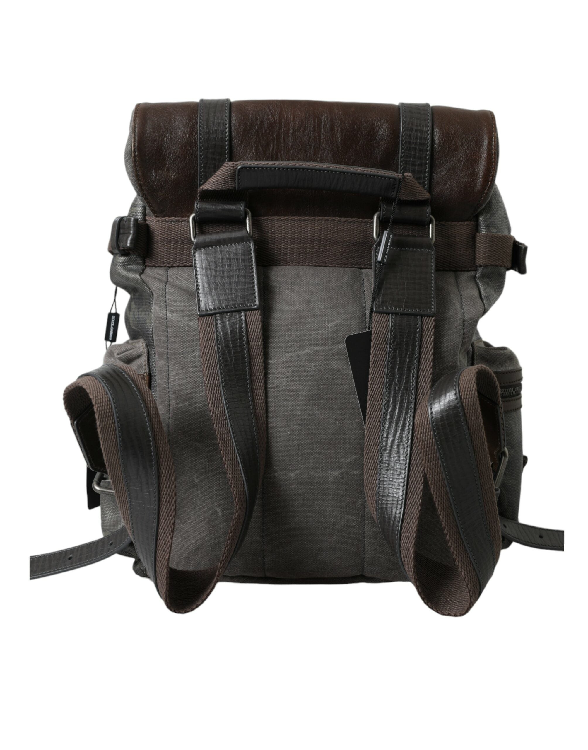 Dolce & Gabbana Green Brown Baroque Canvas Leather Rucksack Backpack Bag - DEA STILOSA MILANO