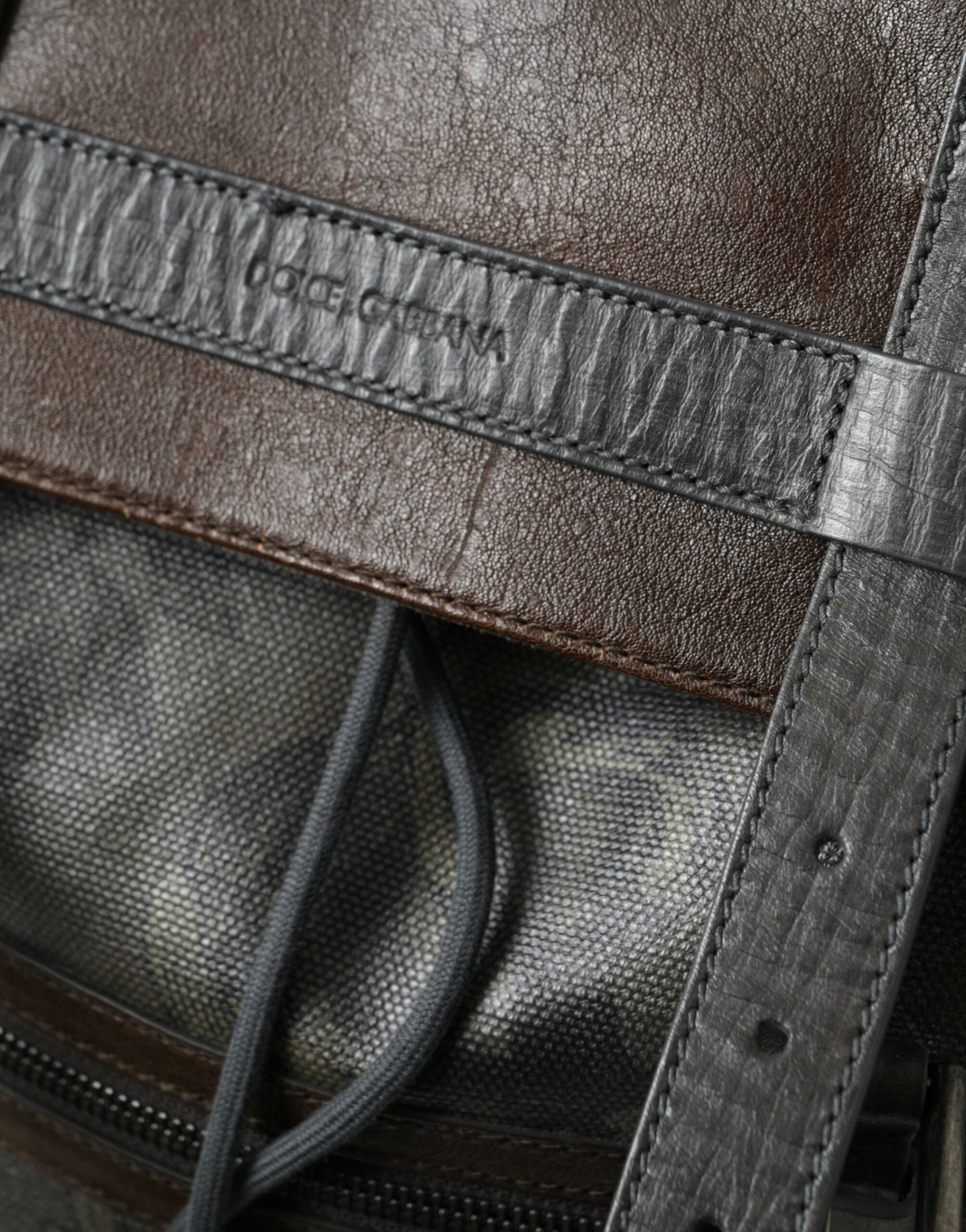 Dolce & Gabbana Green Brown Baroque Canvas Leather Rucksack Backpack Bag - DEA STILOSA MILANO