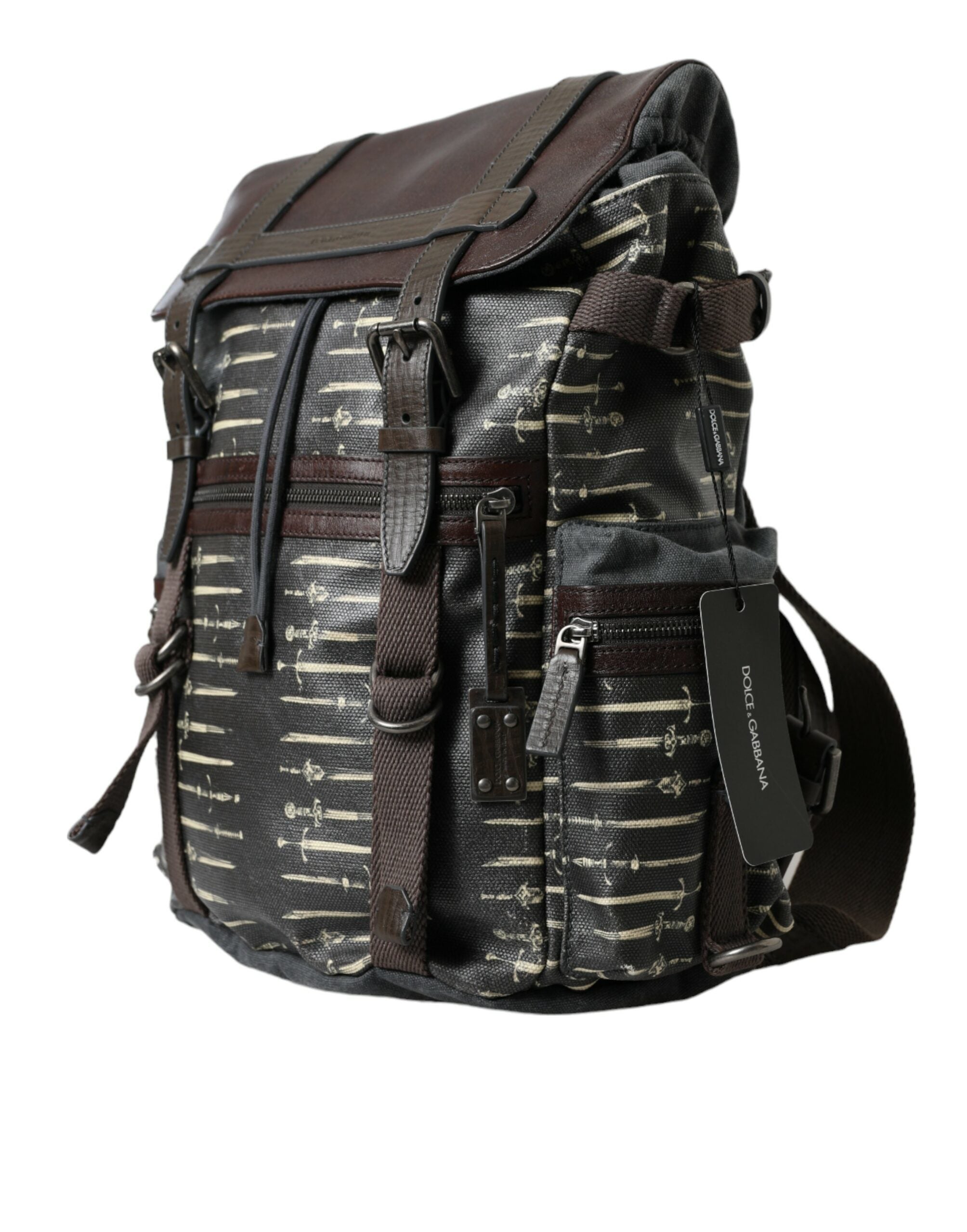 Dolce & Gabbana Black Brown Canvas Leather Rucksack Backpack Bag - DEA STILOSA MILANO