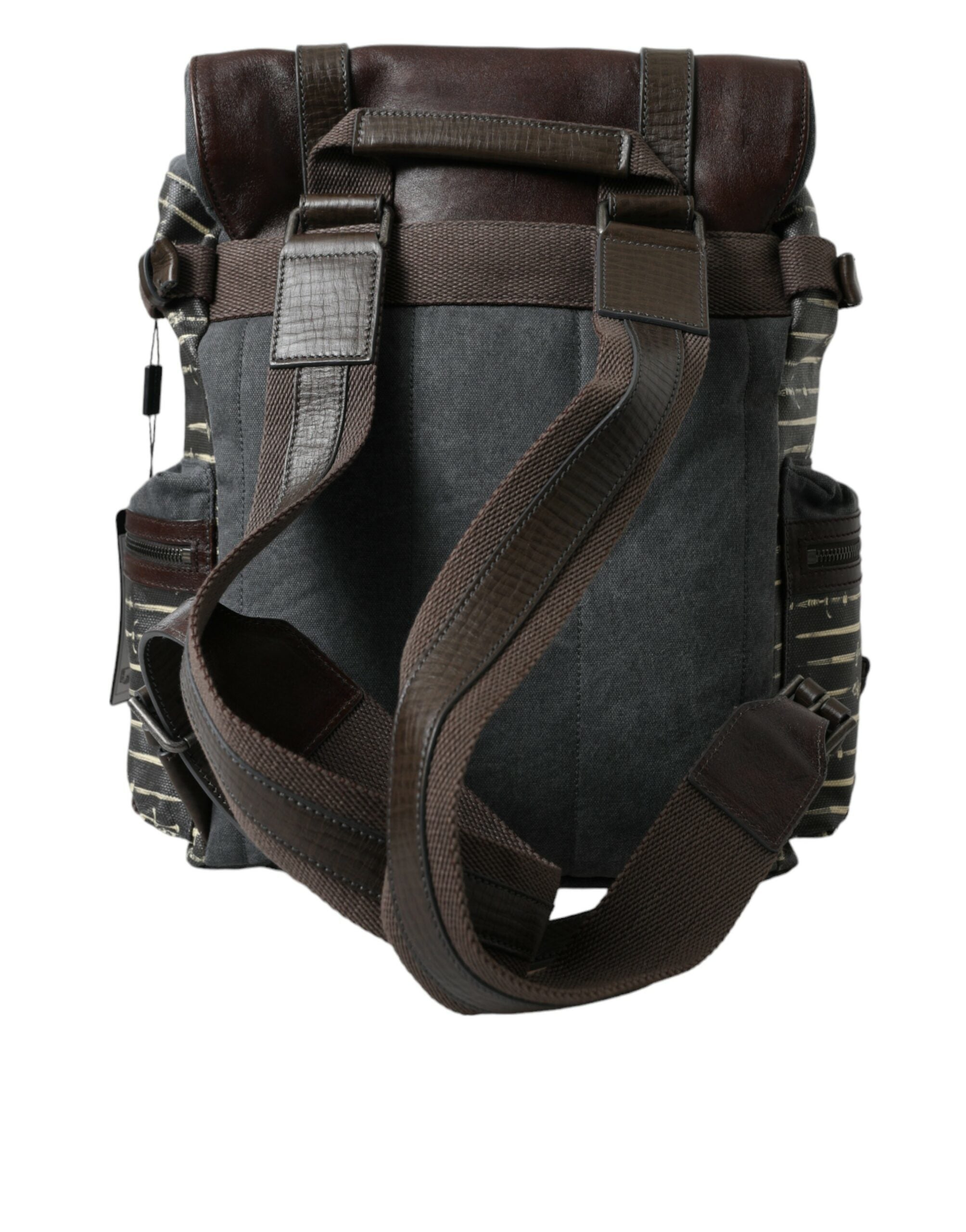 Dolce & Gabbana Black Brown Canvas Leather Rucksack Backpack Bag - DEA STILOSA MILANO