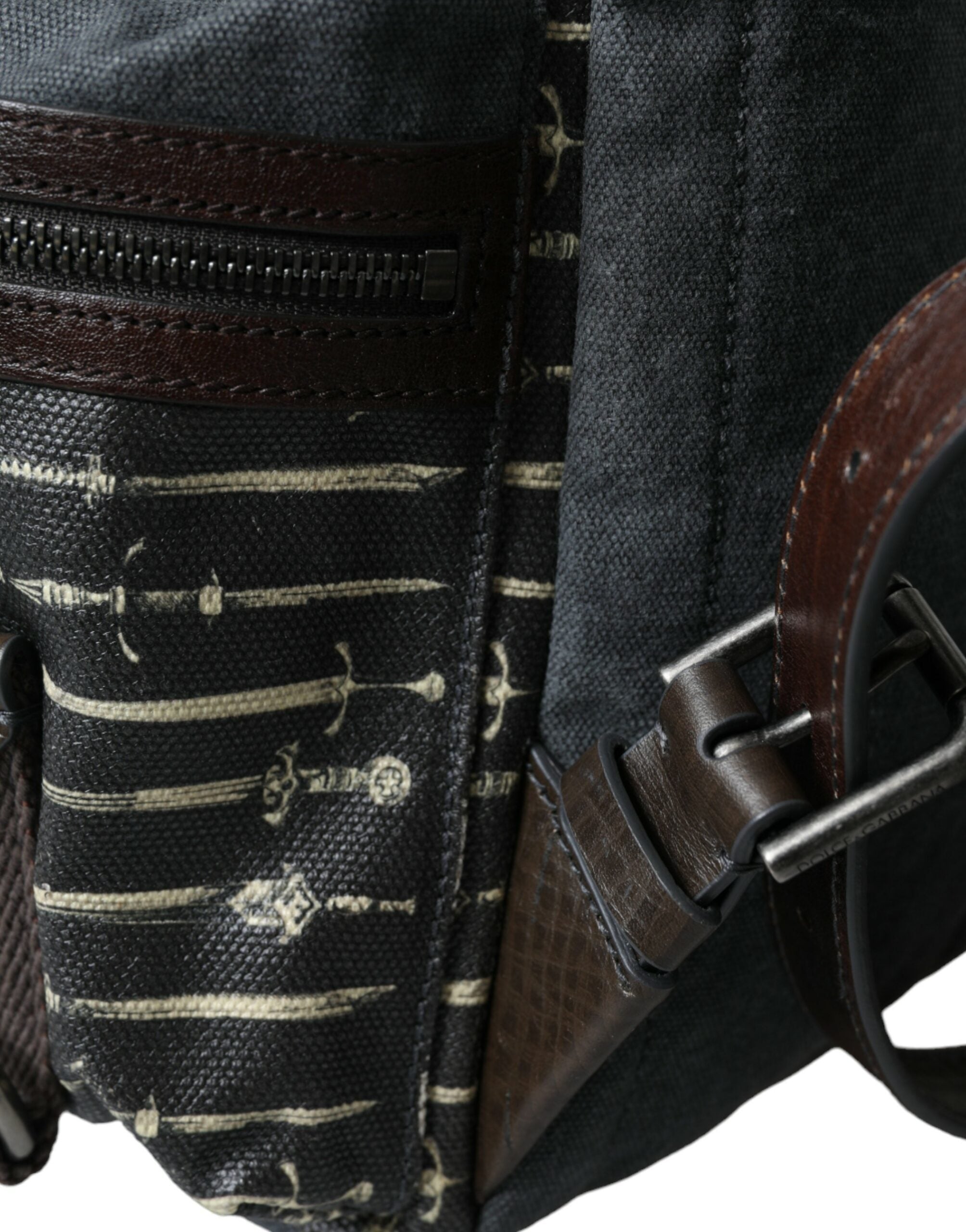 Dolce & Gabbana Black Brown Canvas Leather Rucksack Backpack Bag - DEA STILOSA MILANO