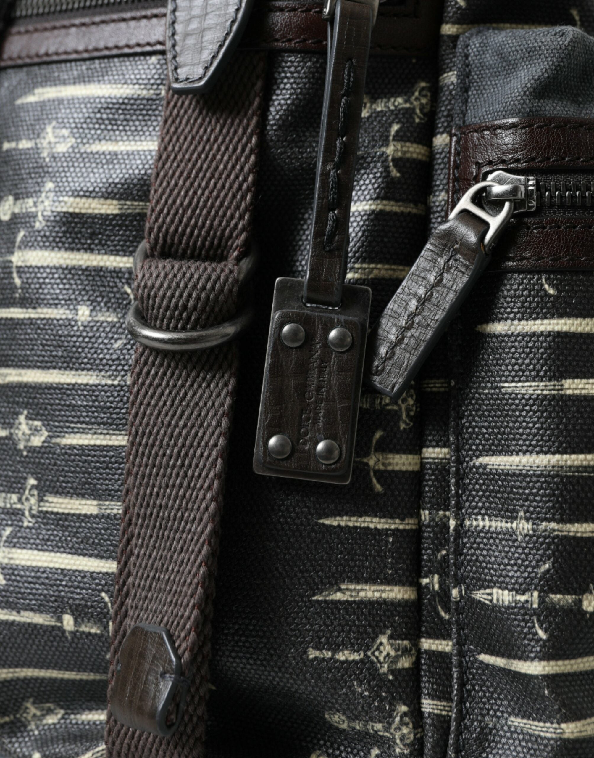 Dolce & Gabbana Black Brown Canvas Leather Rucksack Backpack Bag - DEA STILOSA MILANO