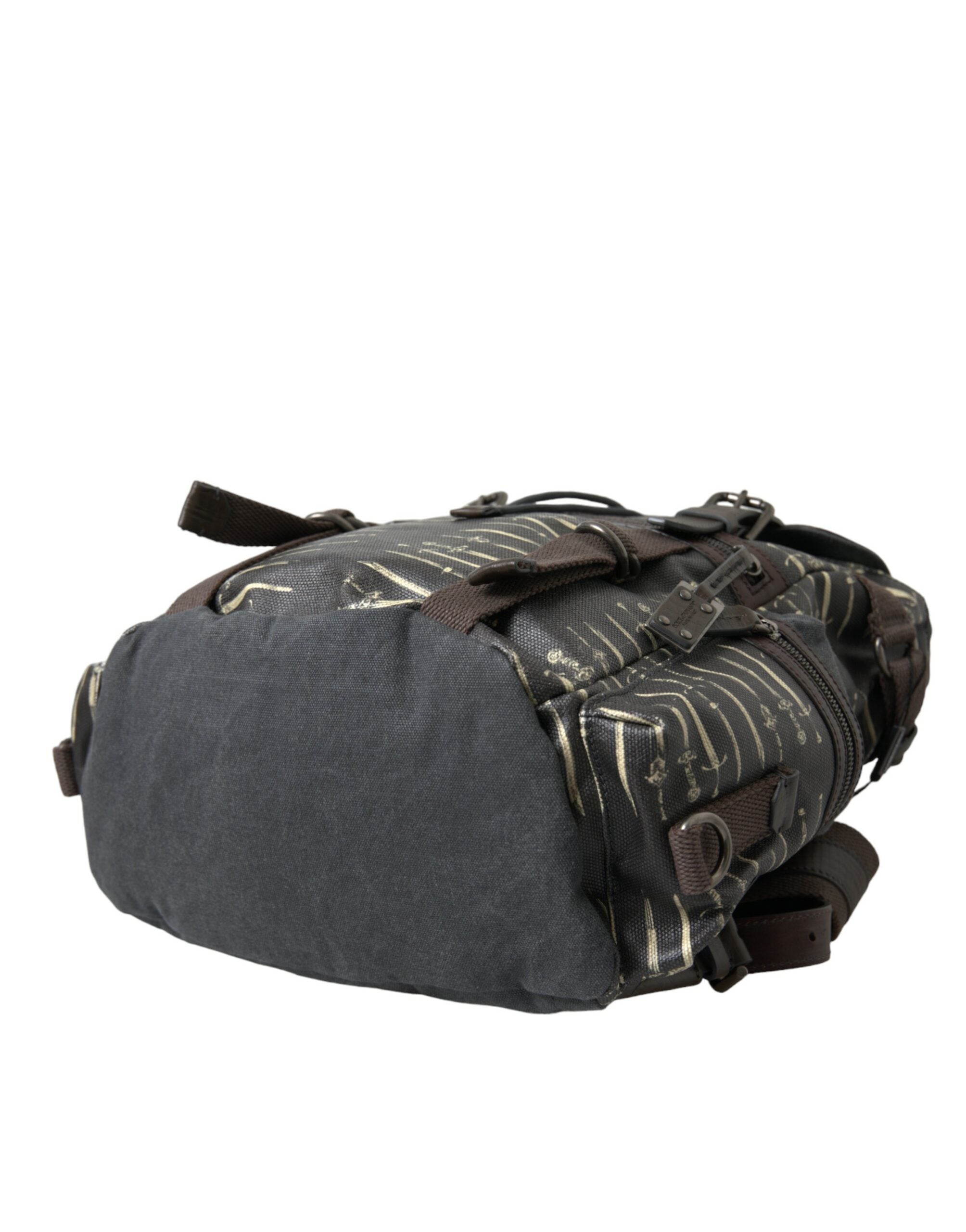 Dolce & Gabbana Black Brown Canvas Leather Rucksack Backpack Bag - DEA STILOSA MILANO