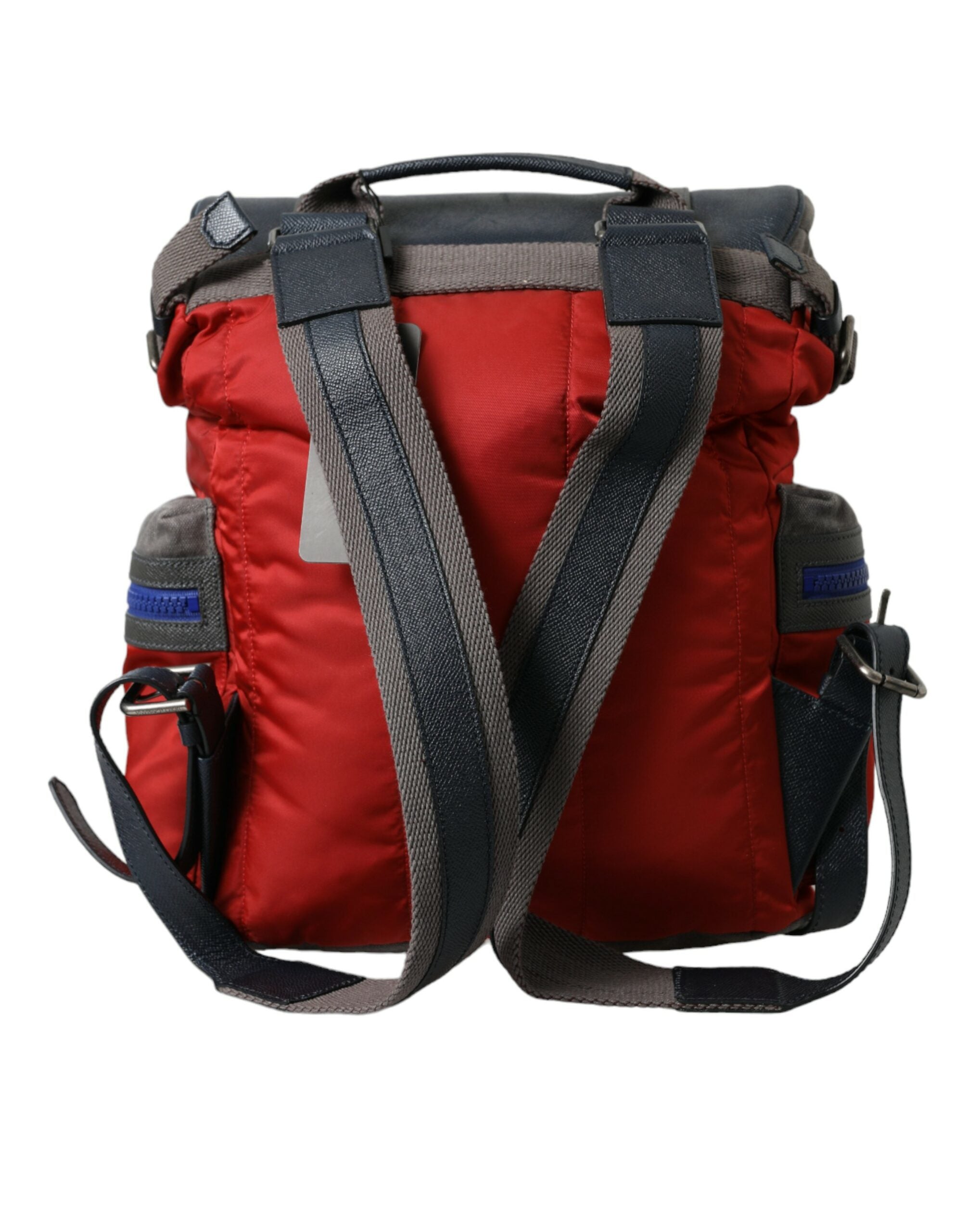Dolce & Gabbana Red Gray Nylon Leather Rucksack Backpack Bag - DEA STILOSA MILANO