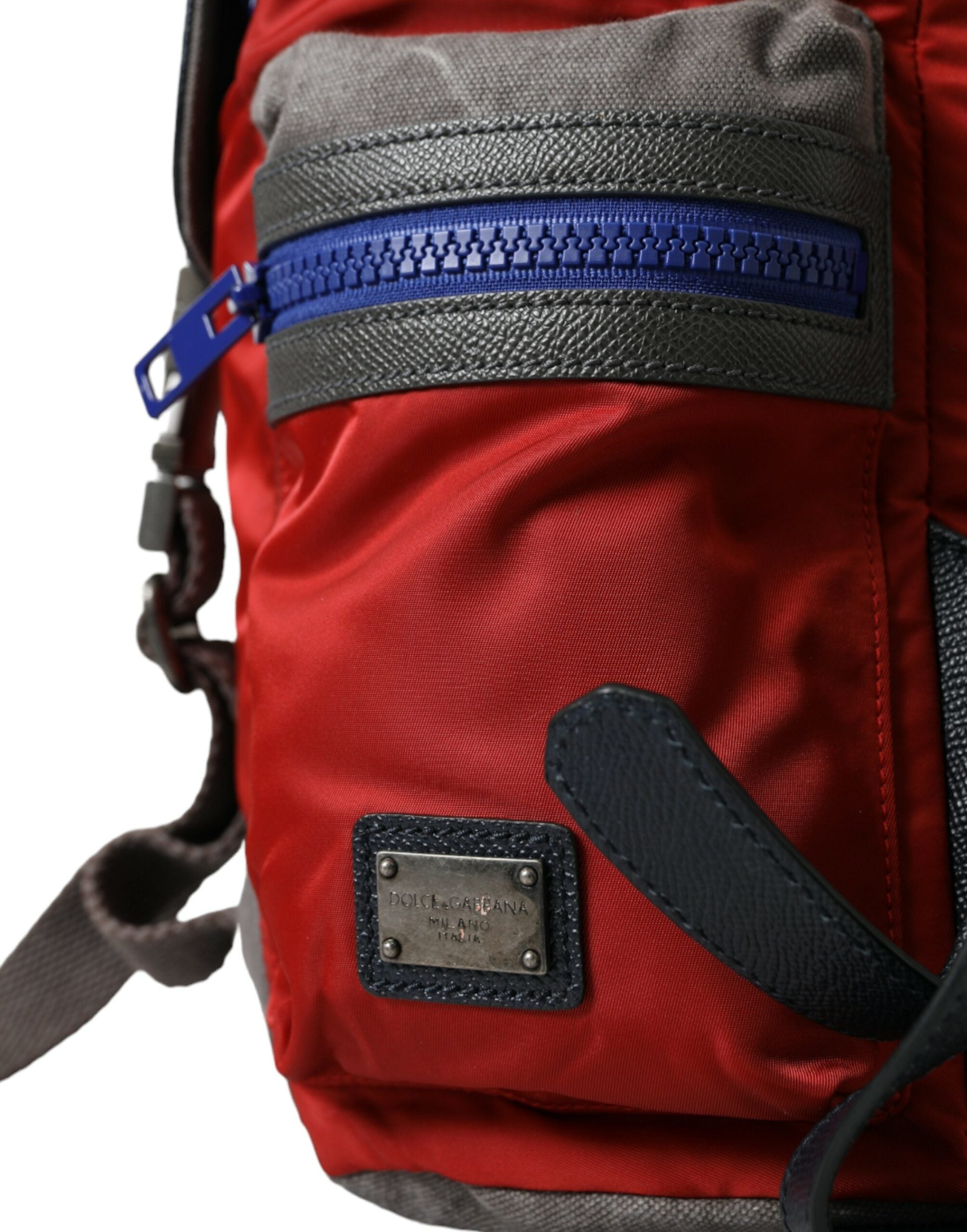 Dolce & Gabbana Red Gray Nylon Leather Rucksack Backpack Bag - DEA STILOSA MILANO