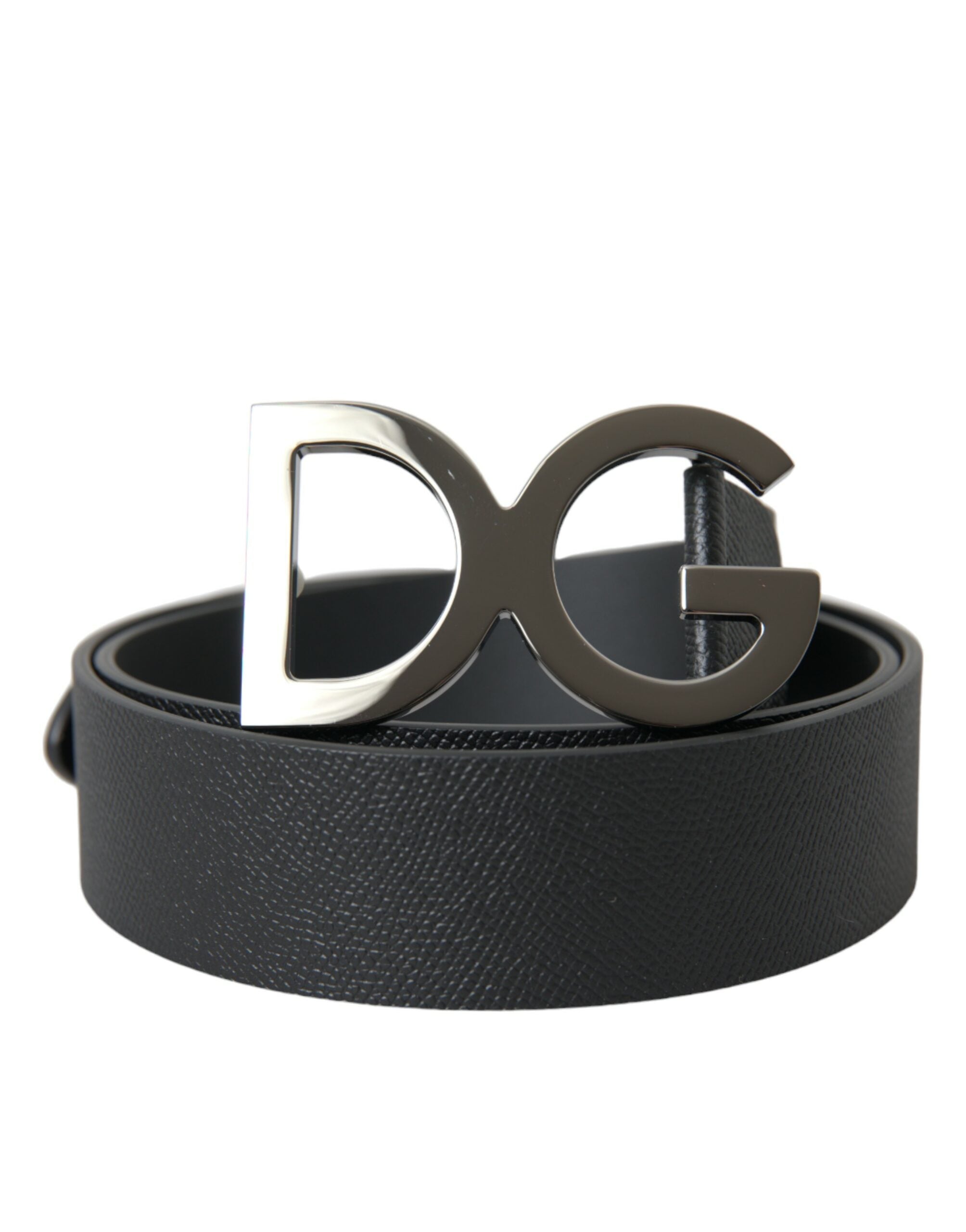 Dolce & Gabbana Black Leather Silver Logo Metal Buckle Belt - DEA STILOSA MILANO