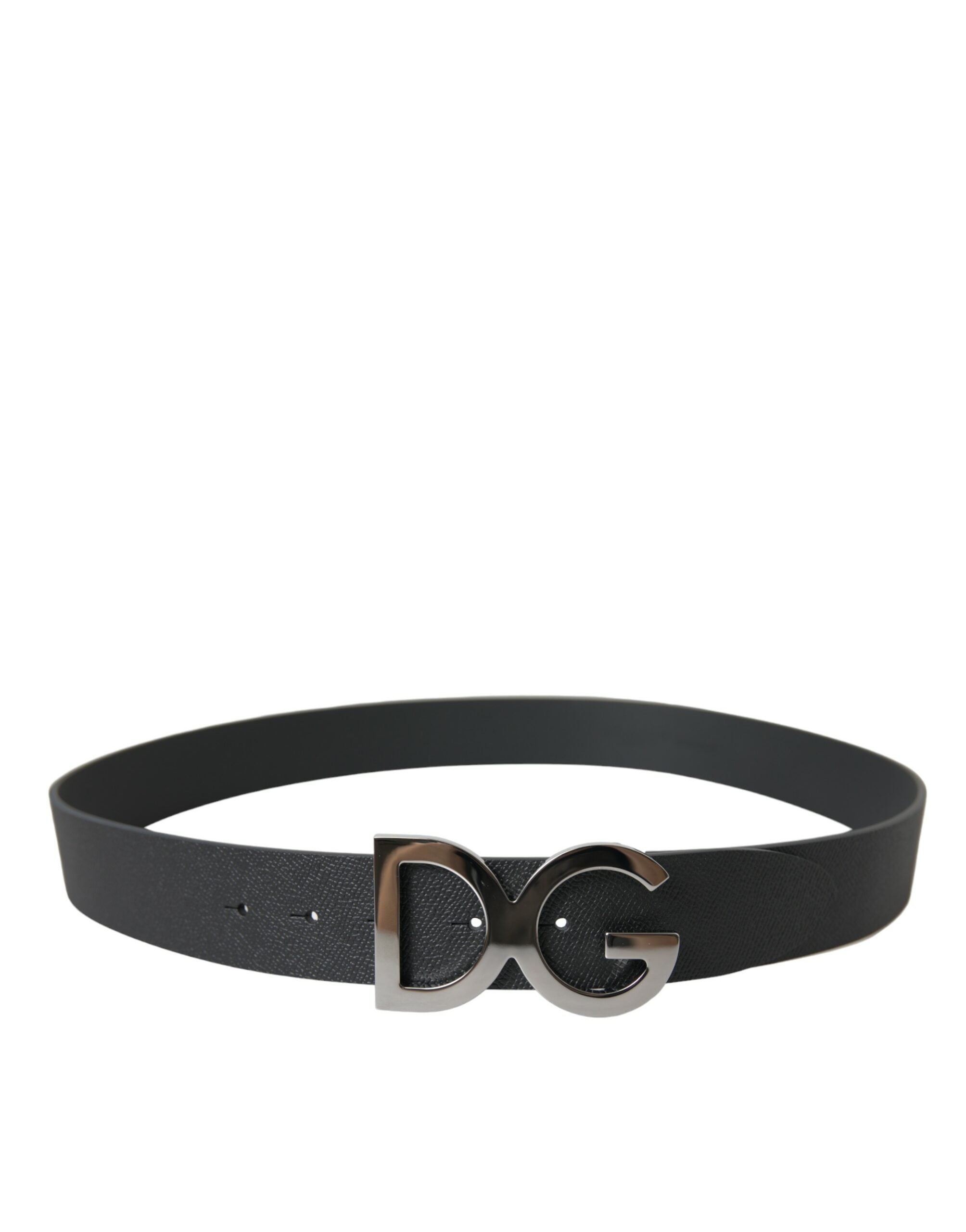 Dolce & Gabbana Black Leather Silver Logo Metal Buckle Belt - DEA STILOSA MILANO