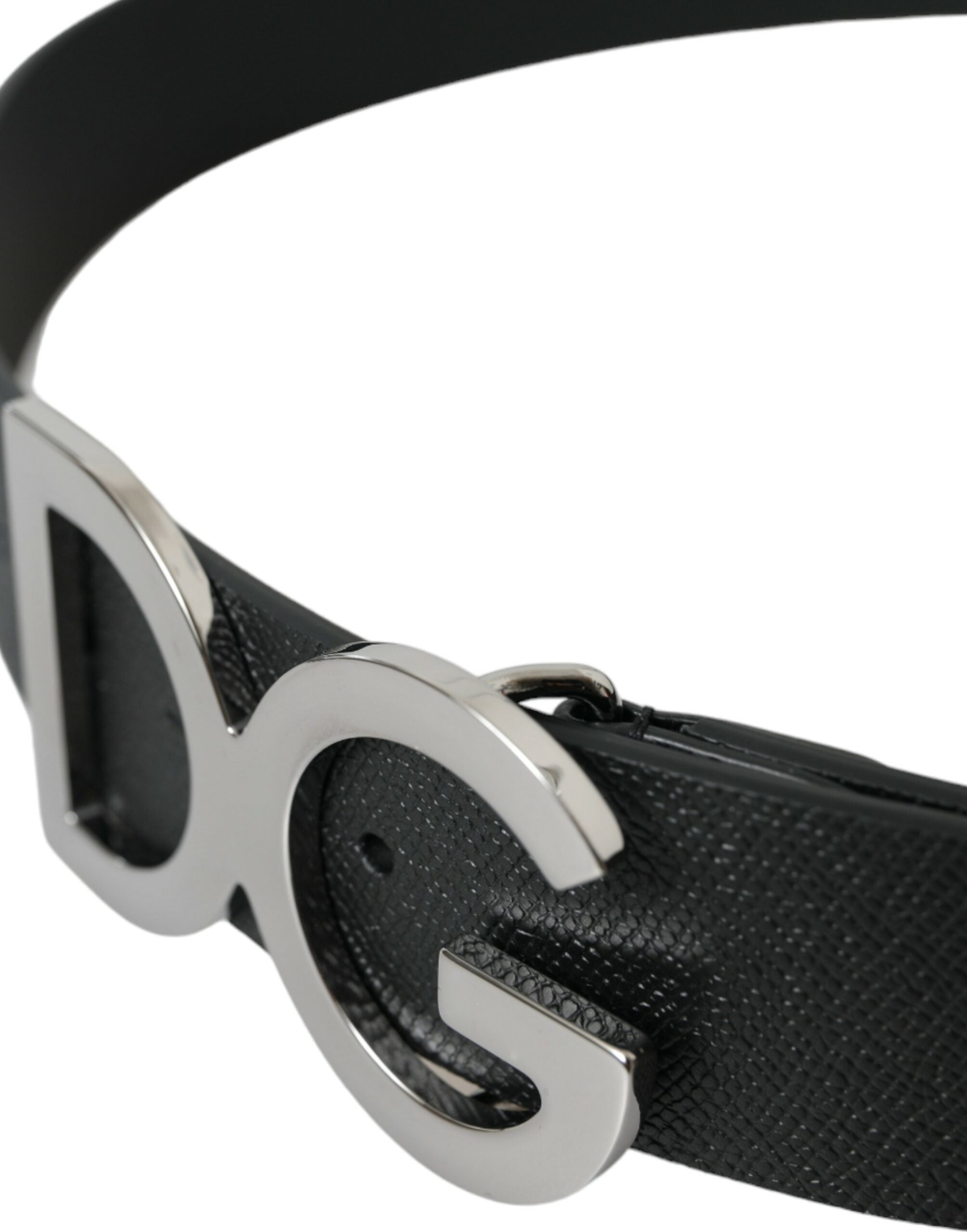 Dolce & Gabbana Black Leather Silver Logo Metal Buckle Belt - DEA STILOSA MILANO