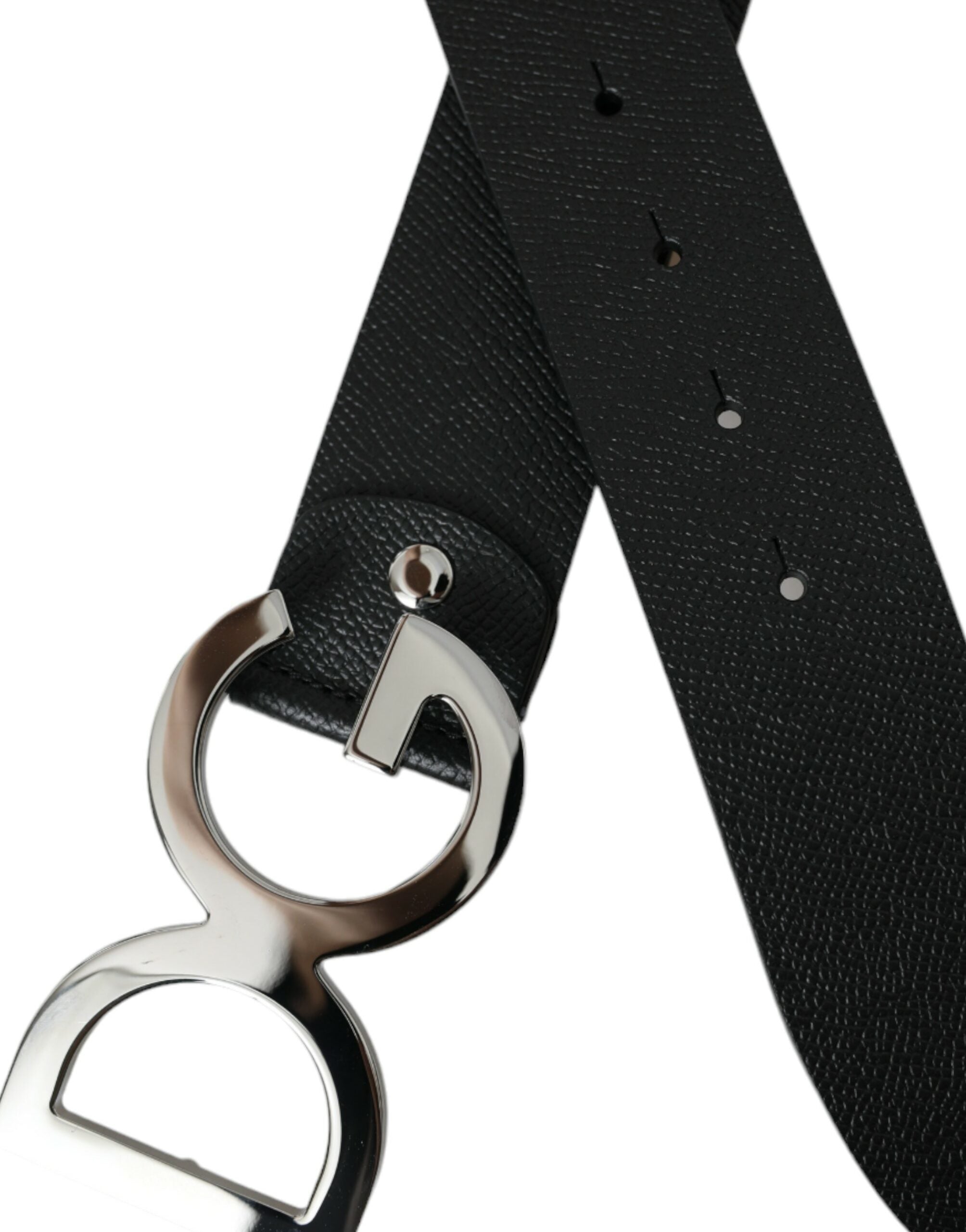Dolce & Gabbana Black Leather Silver Logo Metal Buckle Belt - DEA STILOSA MILANO