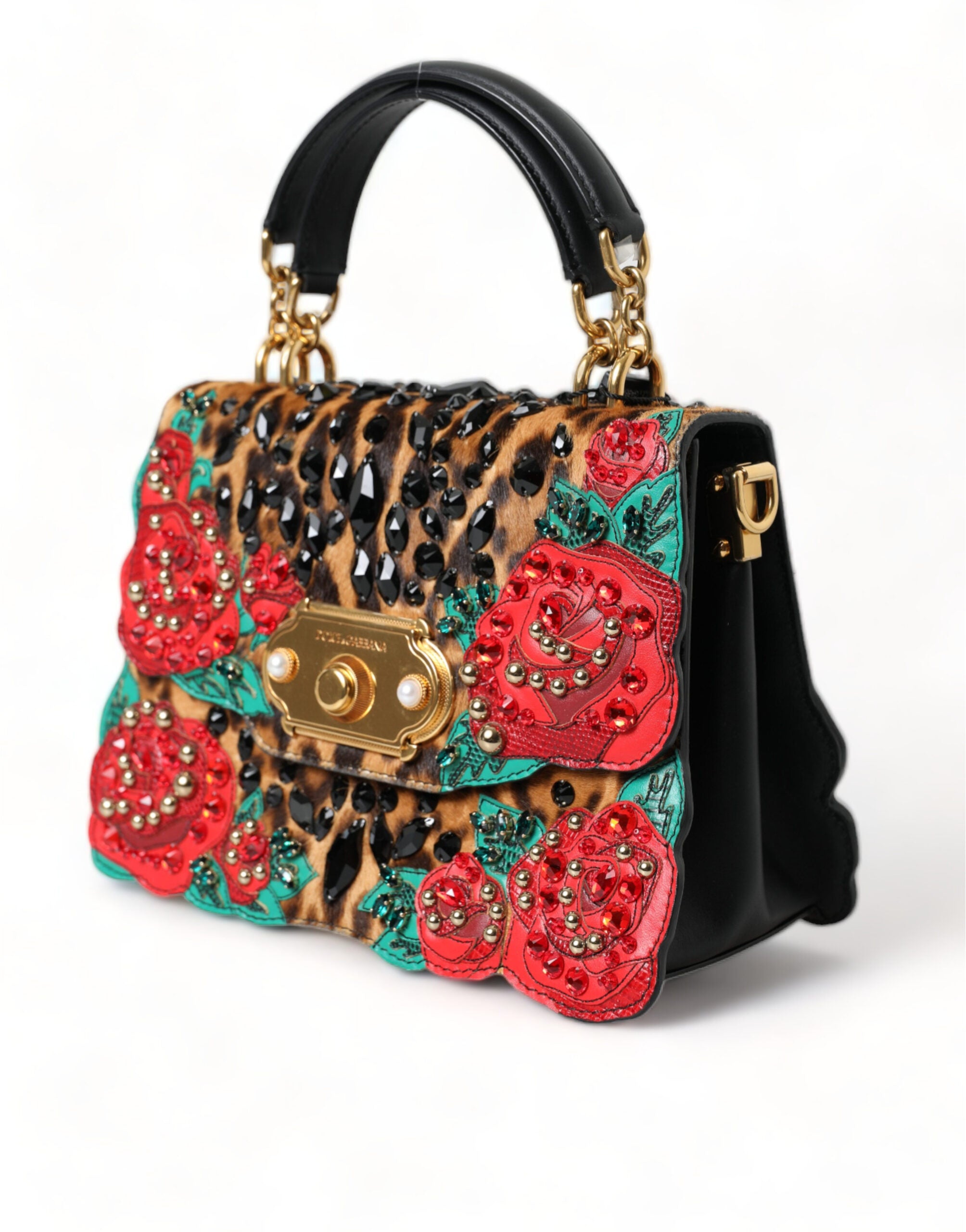 Dolce & Gabbana Chic Leopard Embellished Tote with Red Roses - DEA STILOSA MILANO