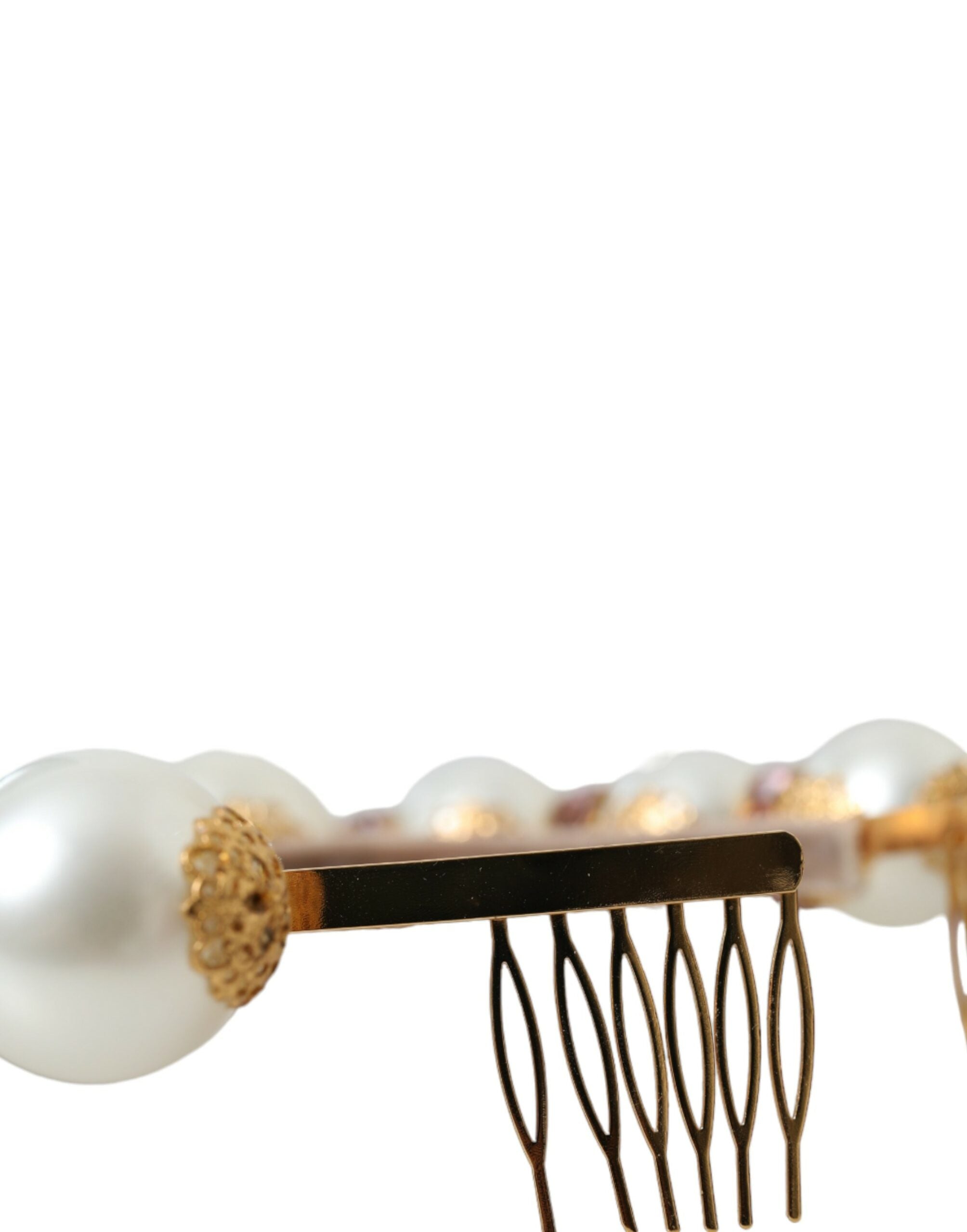 Dolce & Gabbana White Faux Pearl Crystal Embellished Headband Diadem - DEA STILOSA MILANO