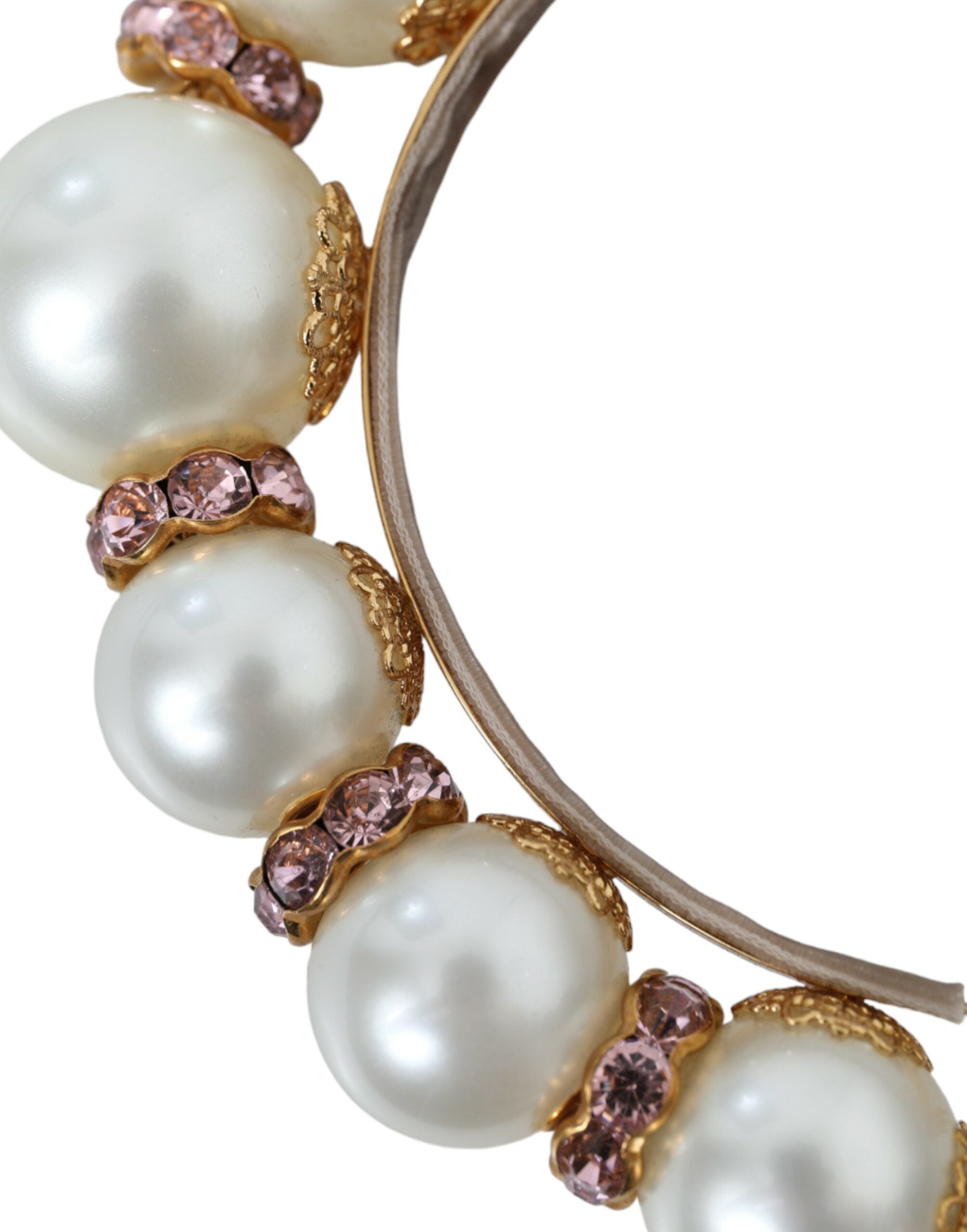Dolce & Gabbana White Faux Pearl Crystal Embellished Headband Diadem - DEA STILOSA MILANO