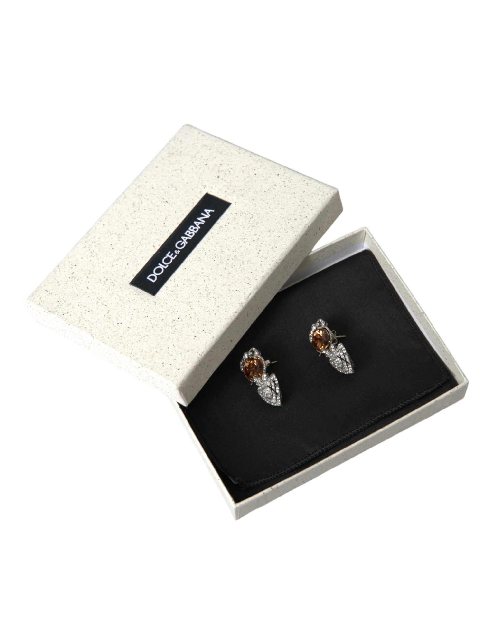 Dolce & Gabbana Orange Crystal Screw Back 925 Sterling Silver Earrings - DEA STILOSA MILANO