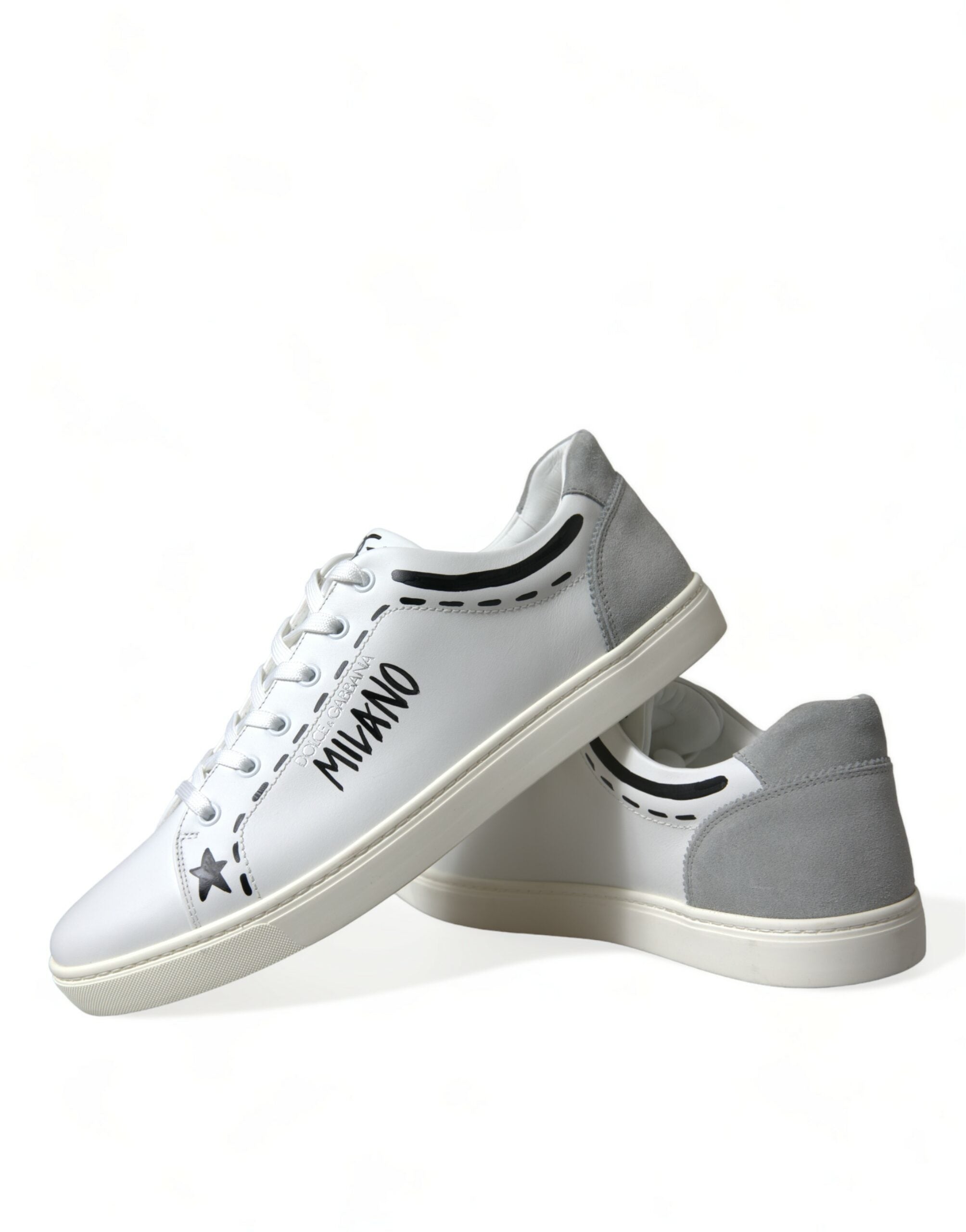 Dolce & Gabbana White Gray Leather LOVE Milano Sneakers Shoes - DEA STILOSA MILANO