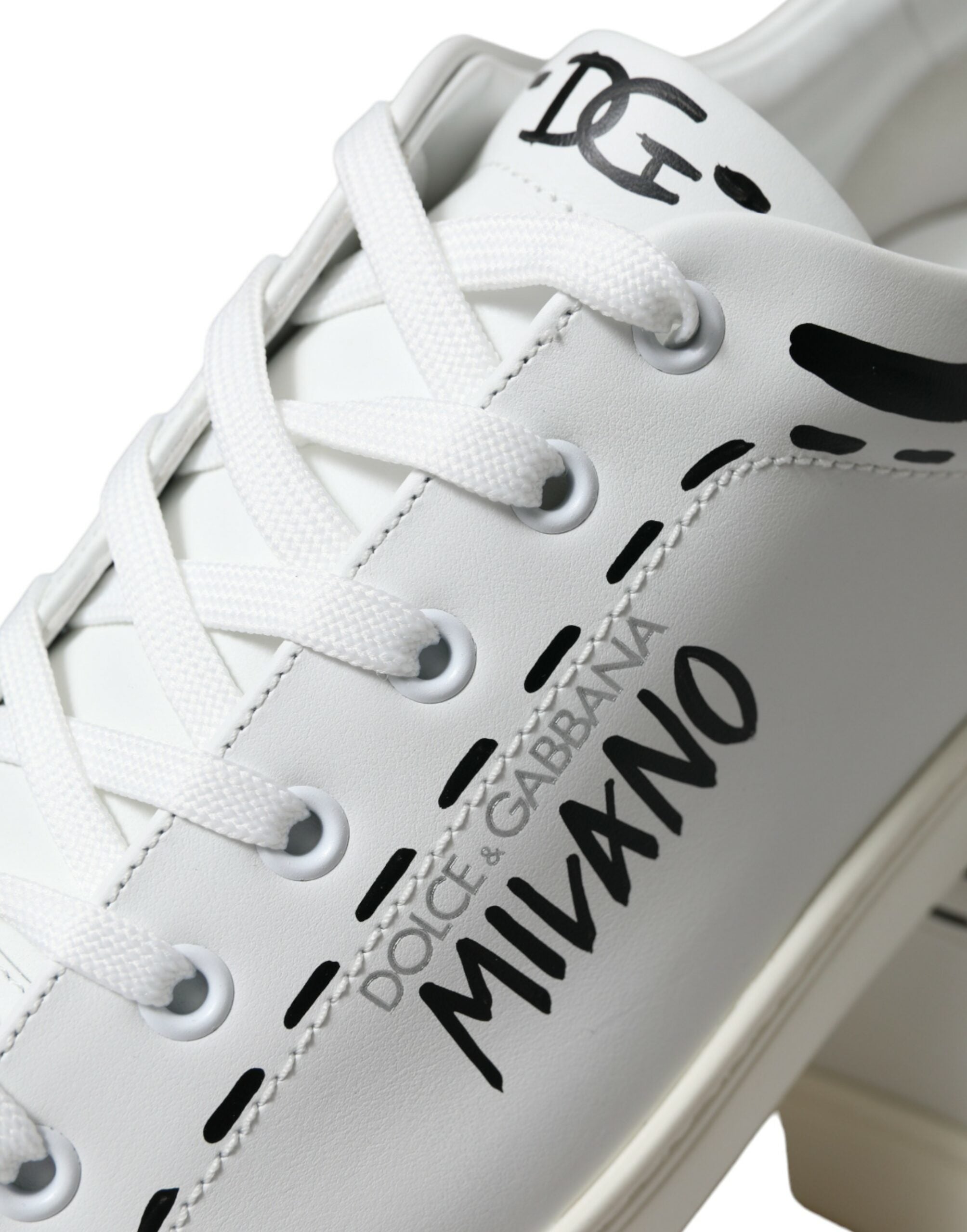 Dolce & Gabbana White Gray Leather LOVE Milano Sneakers Shoes - DEA STILOSA MILANO