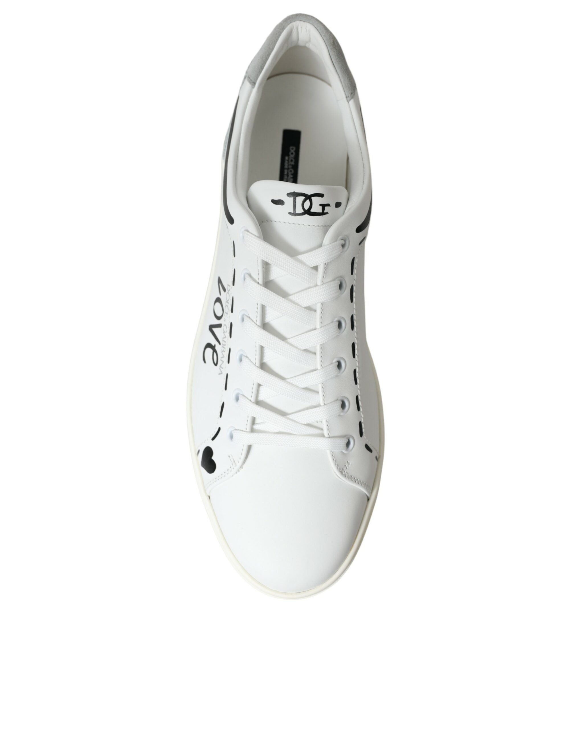 Dolce & Gabbana White Gray Leather LOVE Milano Sneakers Shoes - DEA STILOSA MILANO