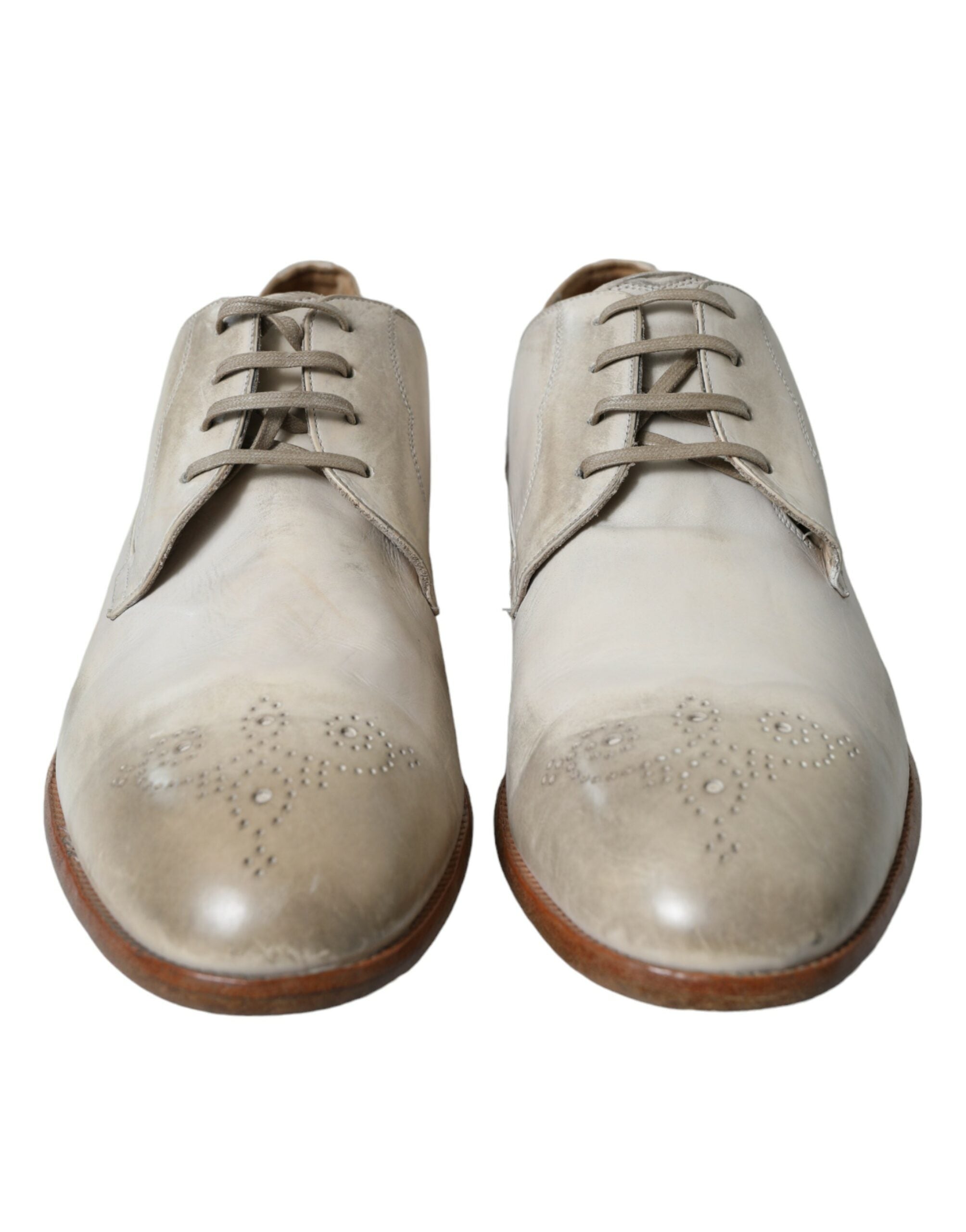 Dolce & Gabbana Elegant White Calfskin Derby Shoes - DEA STILOSA MILANO