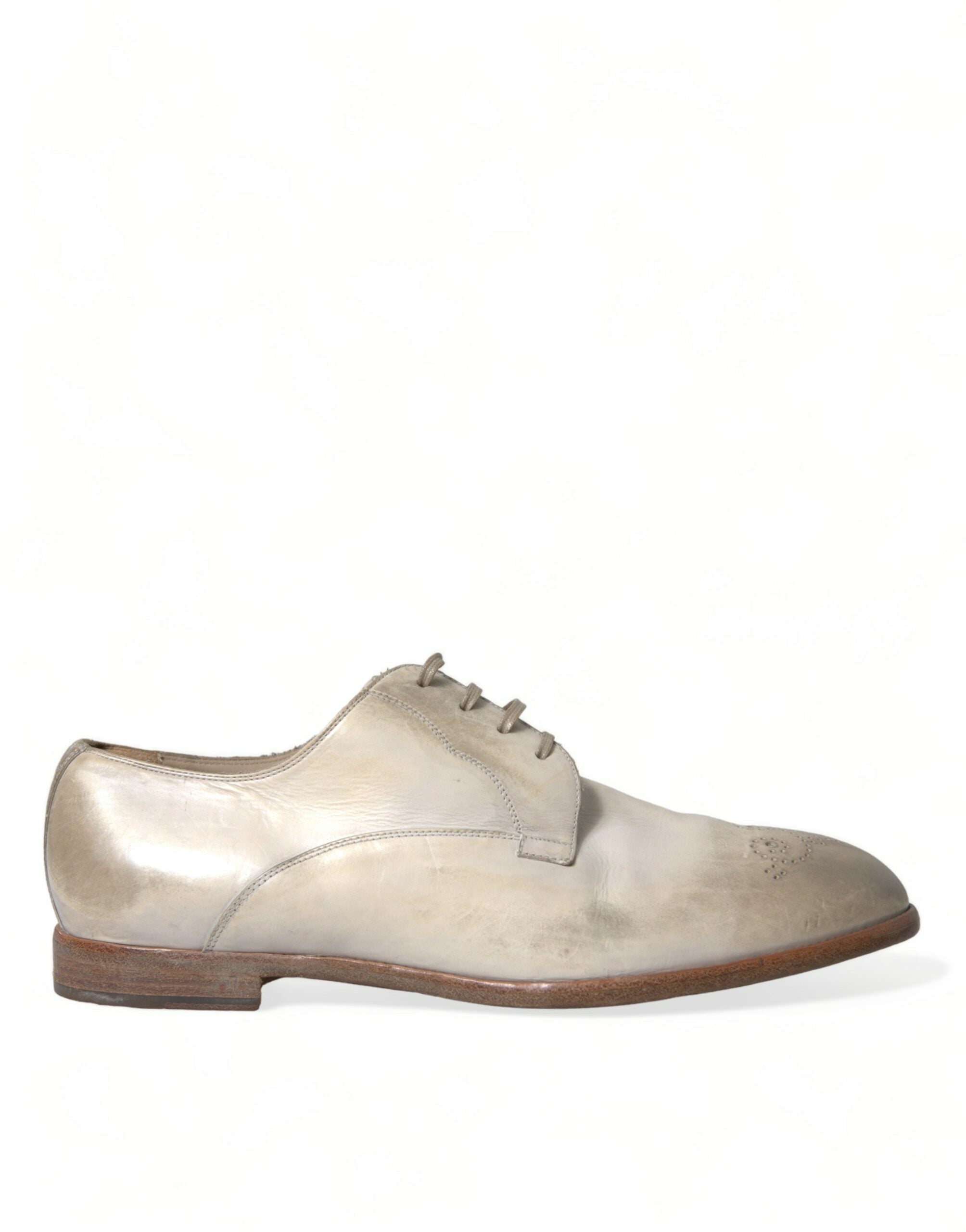 Dolce & Gabbana Elegant White Calfskin Derby Shoes - DEA STILOSA MILANO