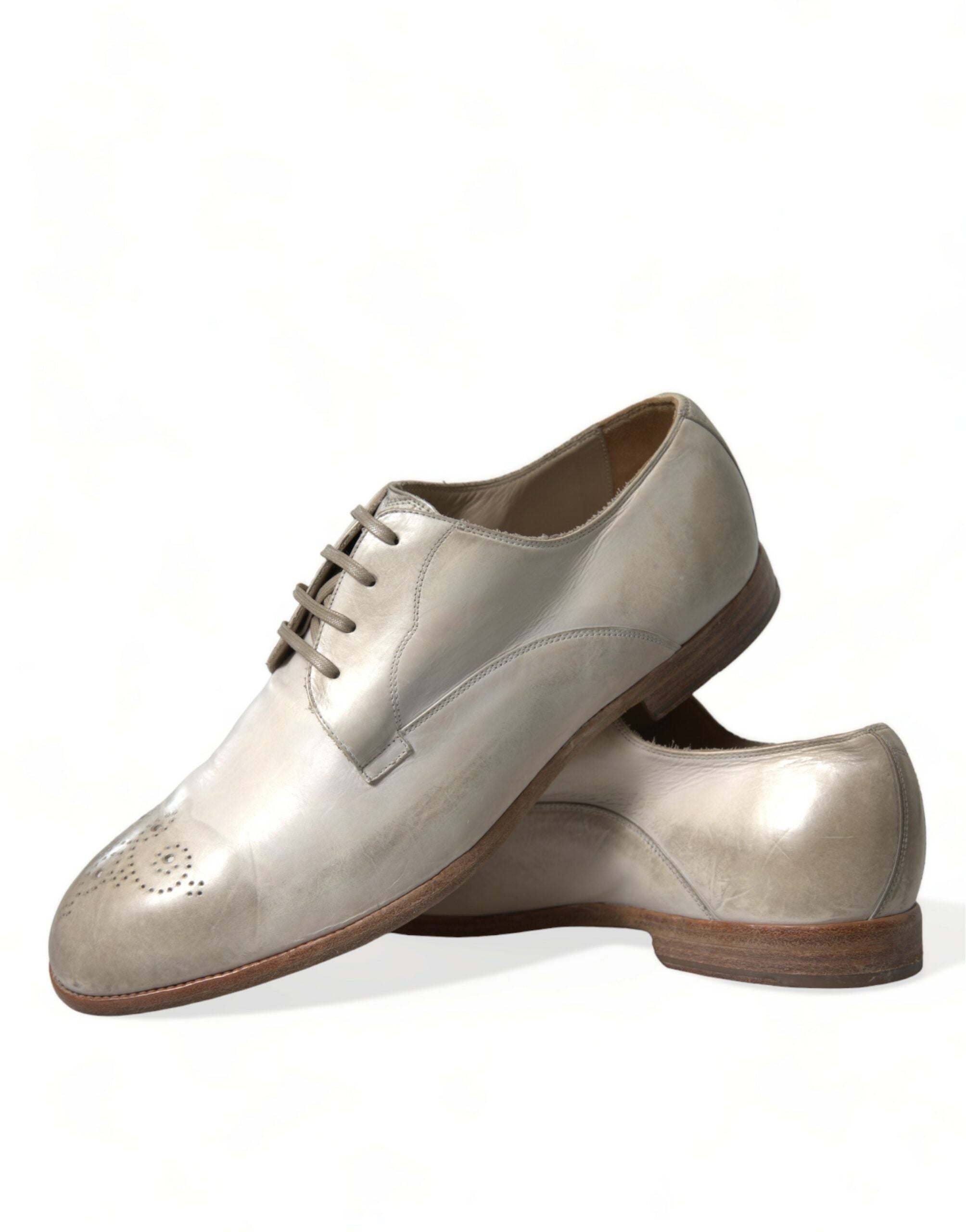 Dolce & Gabbana Elegant White Calfskin Derby Shoes - DEA STILOSA MILANO