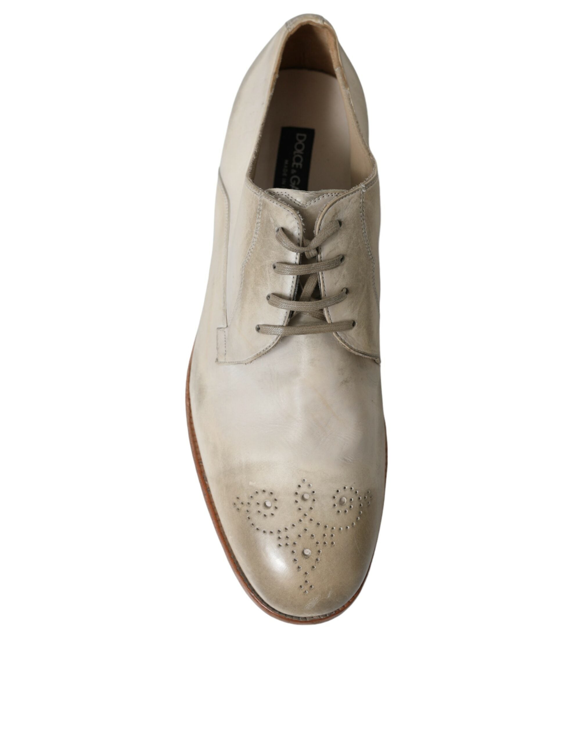 Dolce & Gabbana Elegant White Calfskin Derby Shoes - DEA STILOSA MILANO