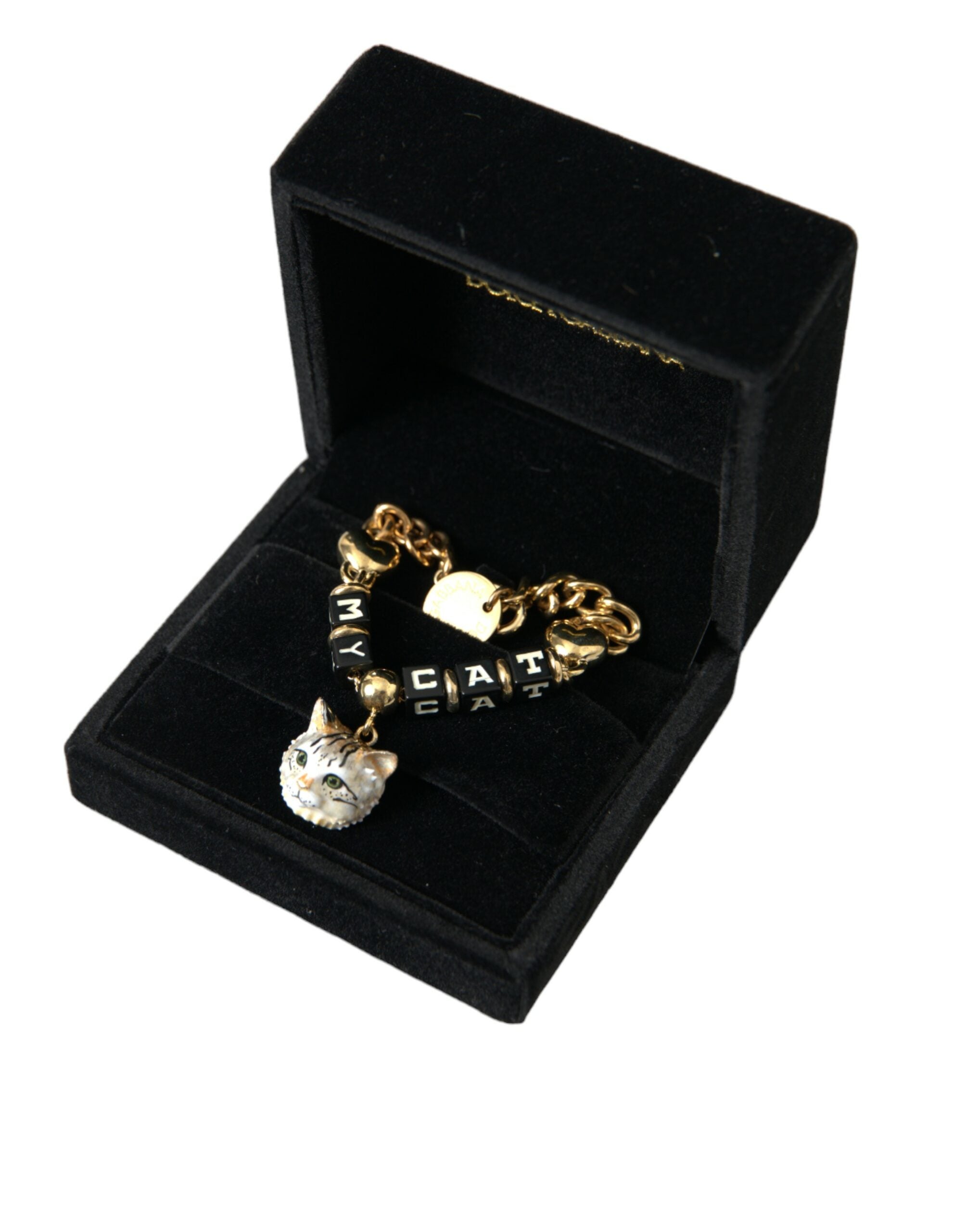 Dolce & Gabbana Gold Tone Brass Chain MY CAT Heart Bracelet - DEA STILOSA MILANO