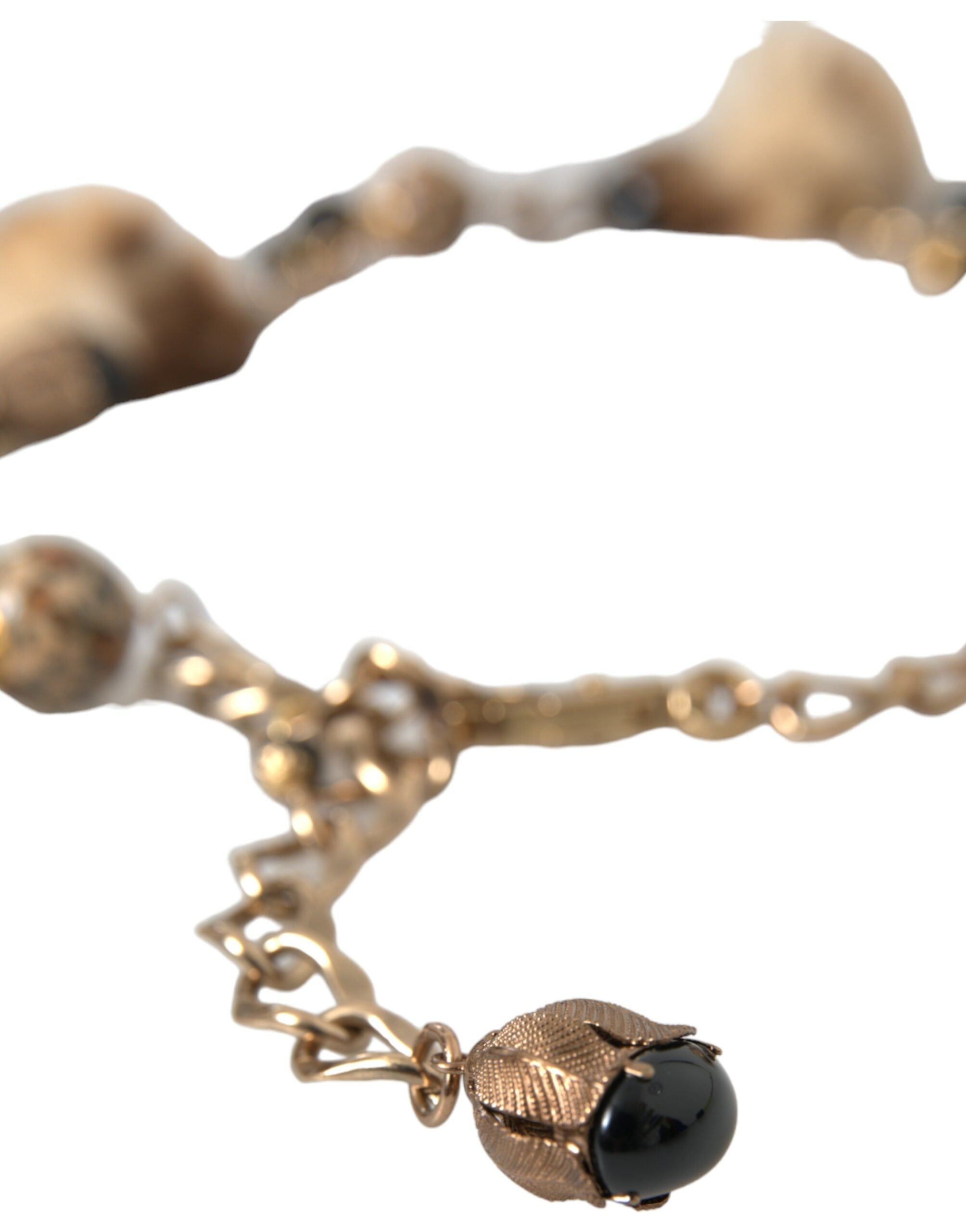 Dolce & Gabbana Gold Brass Leopard Fur Pearl Collier Chain Belt - DEA STILOSA MILANO