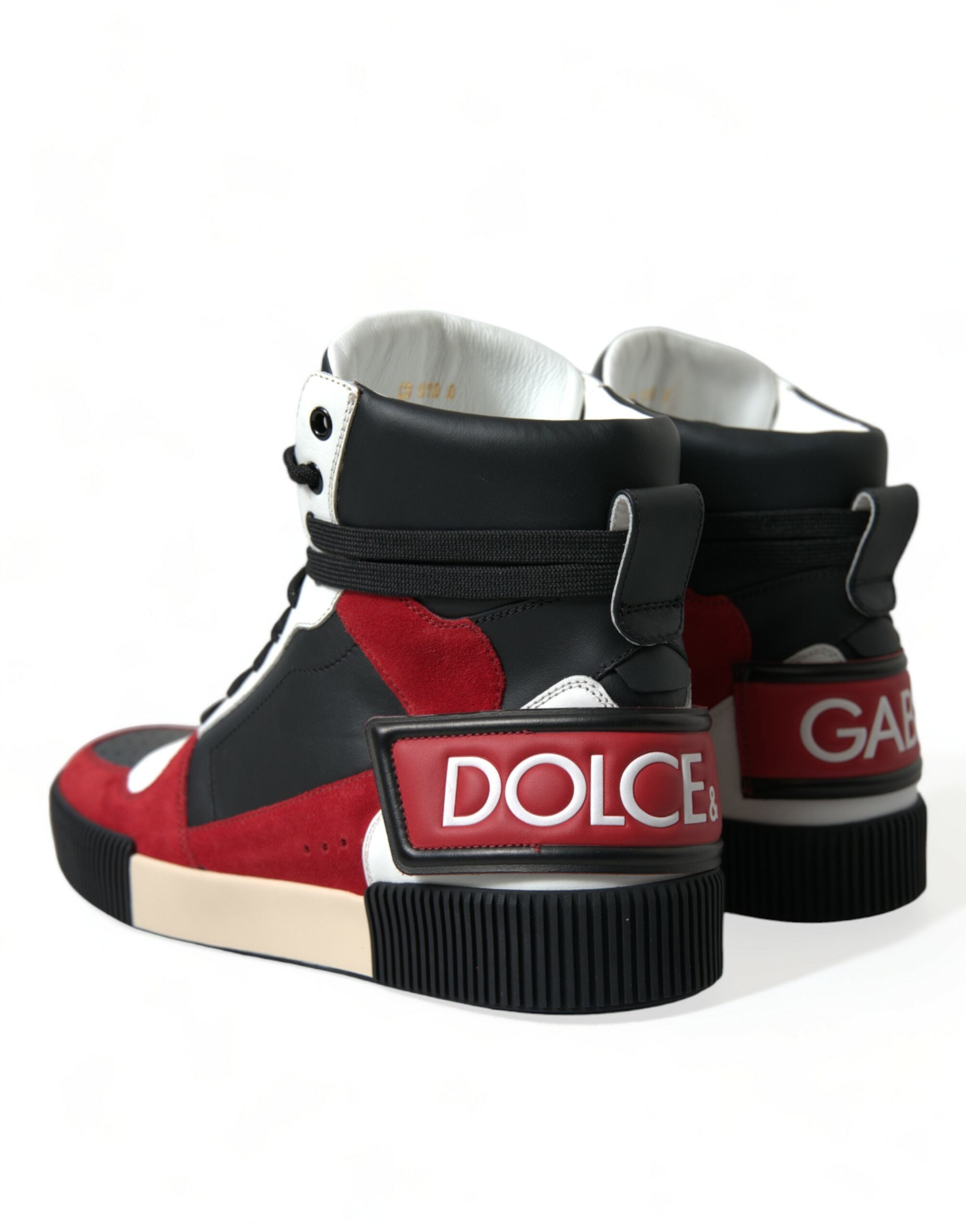 Dolce & Gabbana Black Red Leather High Top Miami Sneakers Shoes - DEA STILOSA MILANO
