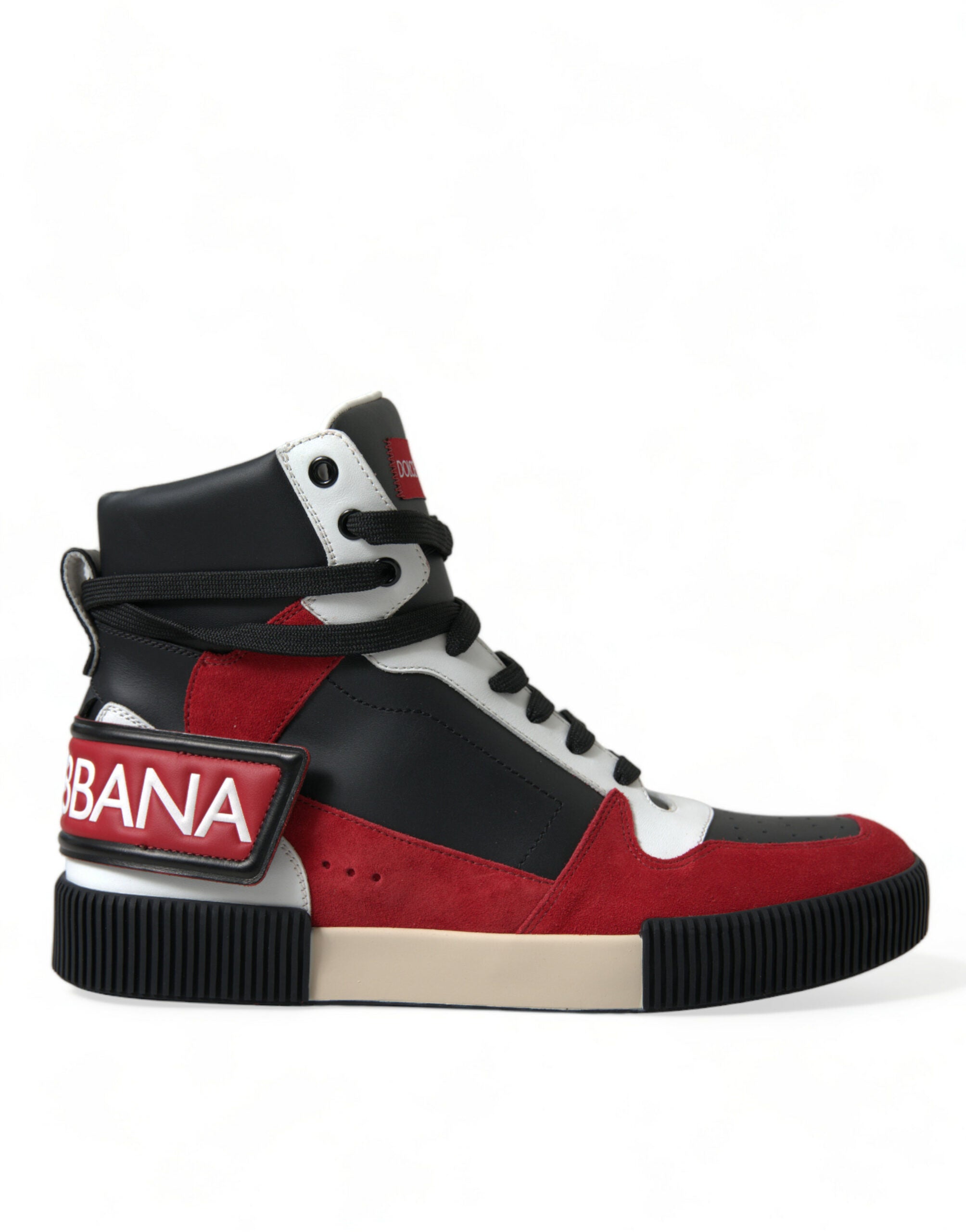 Dolce & Gabbana Black Red Leather High Top Miami Sneakers Shoes - DEA STILOSA MILANO