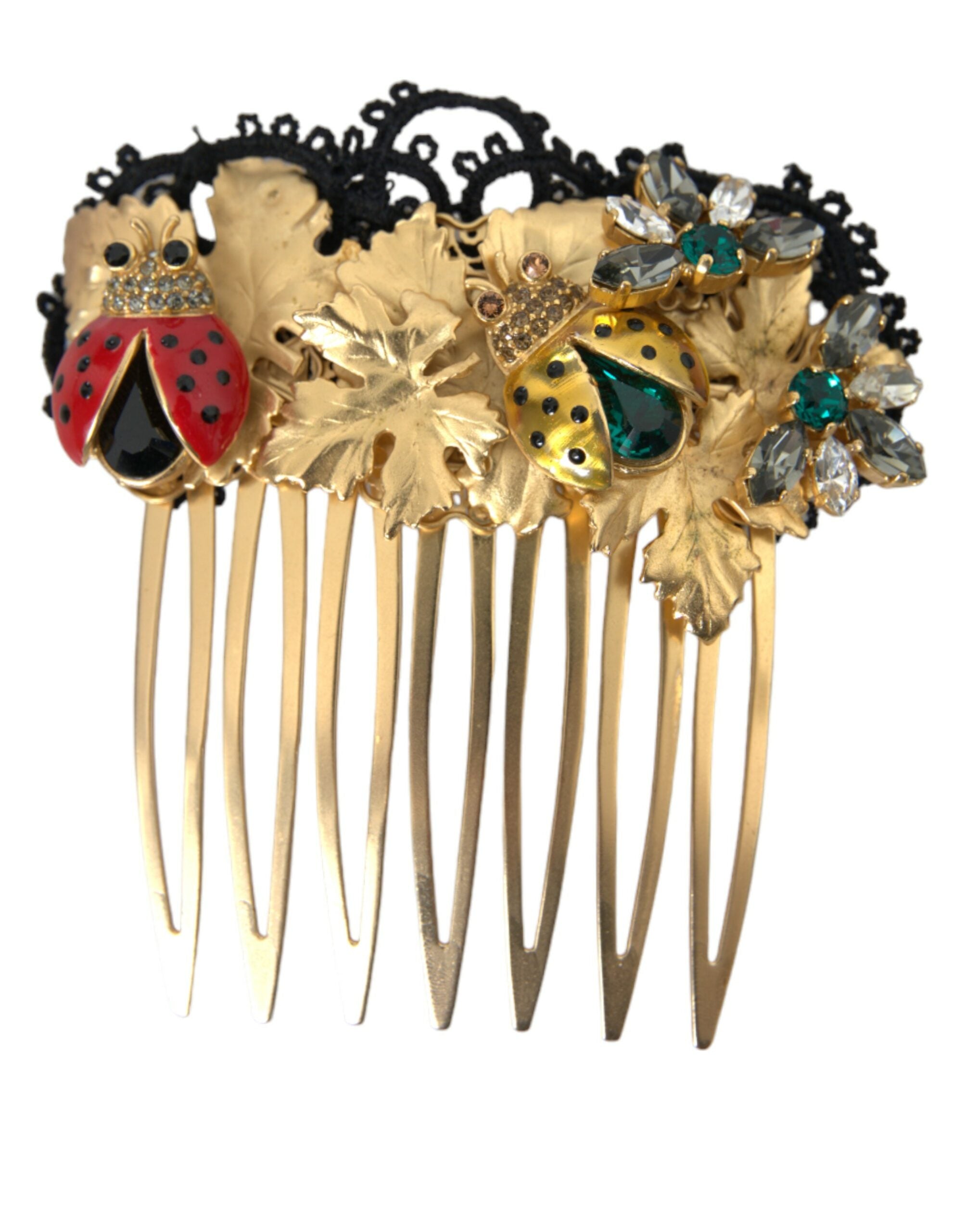 Dolce & Gabbana Gold Brass Crystal Lady Bug Women Hair Comb - DEA STILOSA MILANO