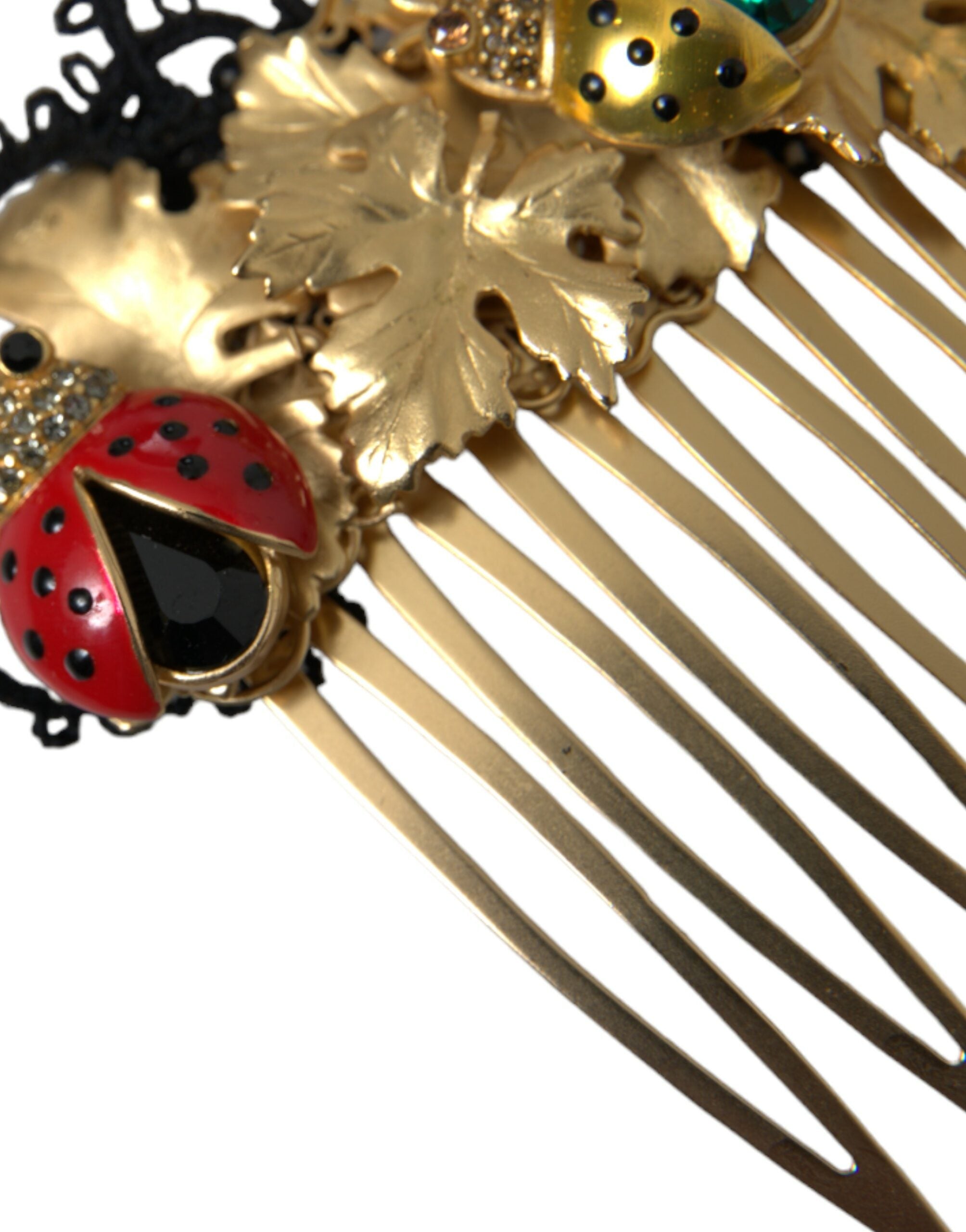 Dolce & Gabbana Gold Brass Crystal Lady Bug Women Hair Comb - DEA STILOSA MILANO
