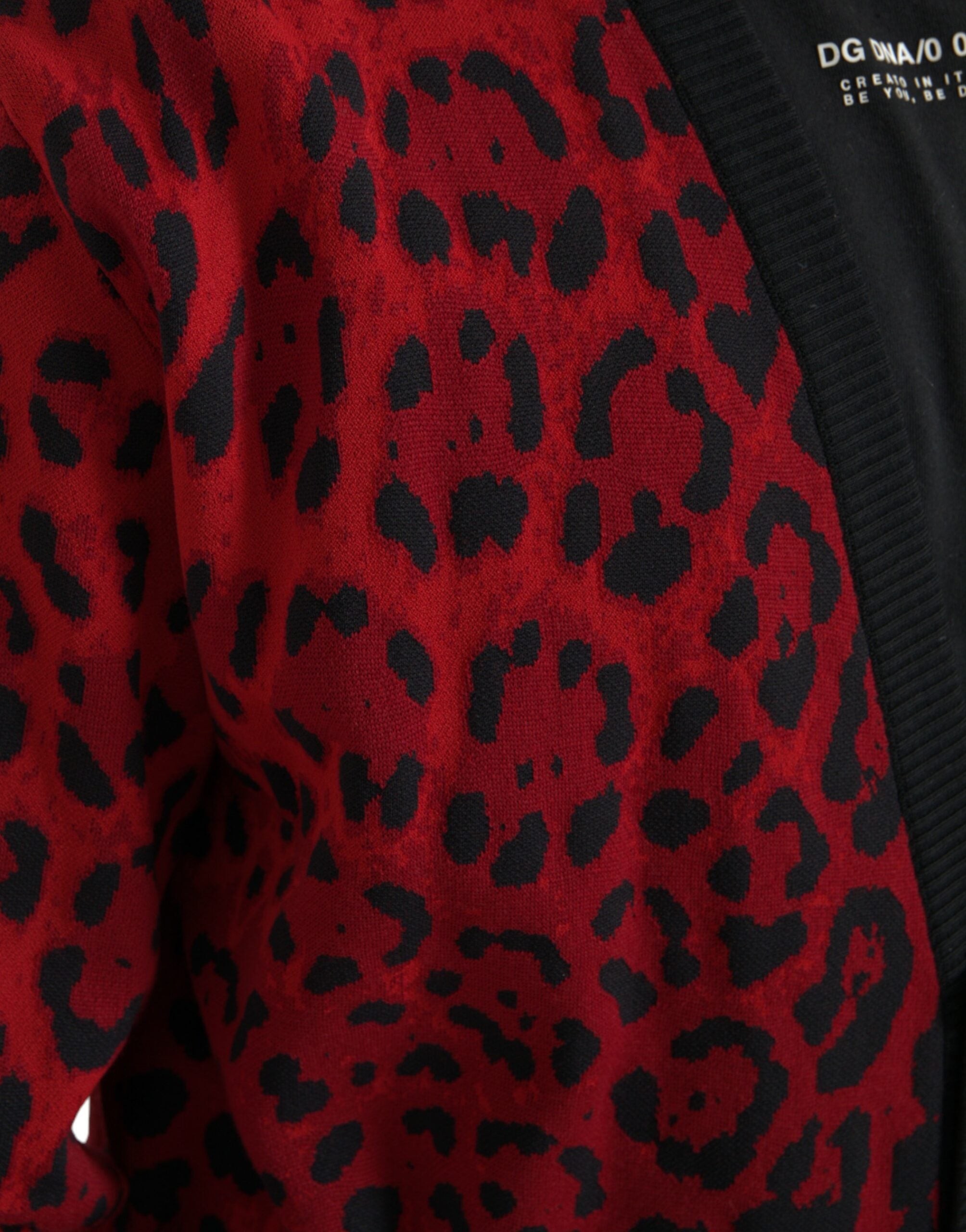 Dolce & Gabbana Red Leopard Wool Robe Belted Cardigan Sweater - DEA STILOSA MILANO
